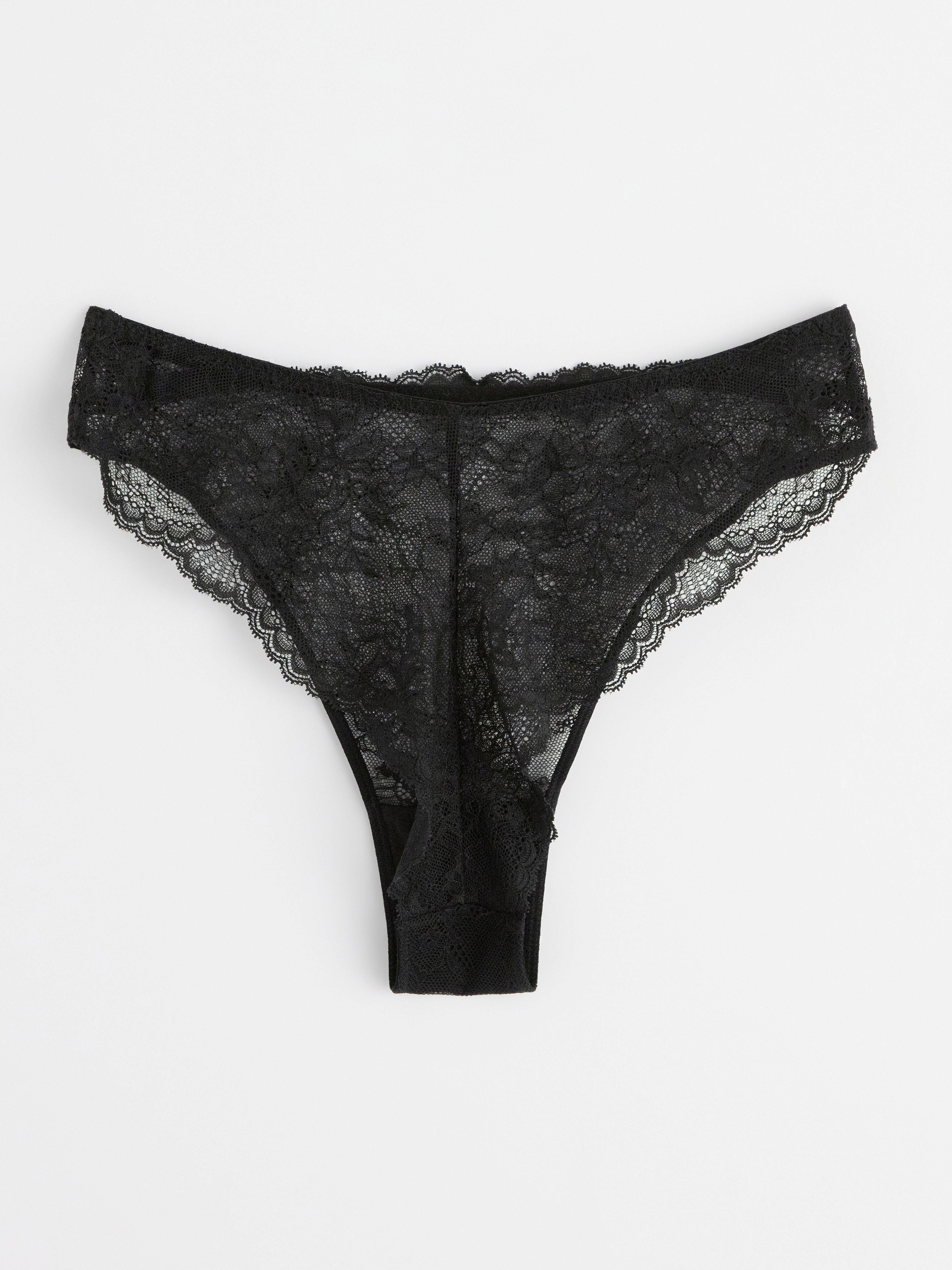 Brazilian briefs midi waist with lace Black