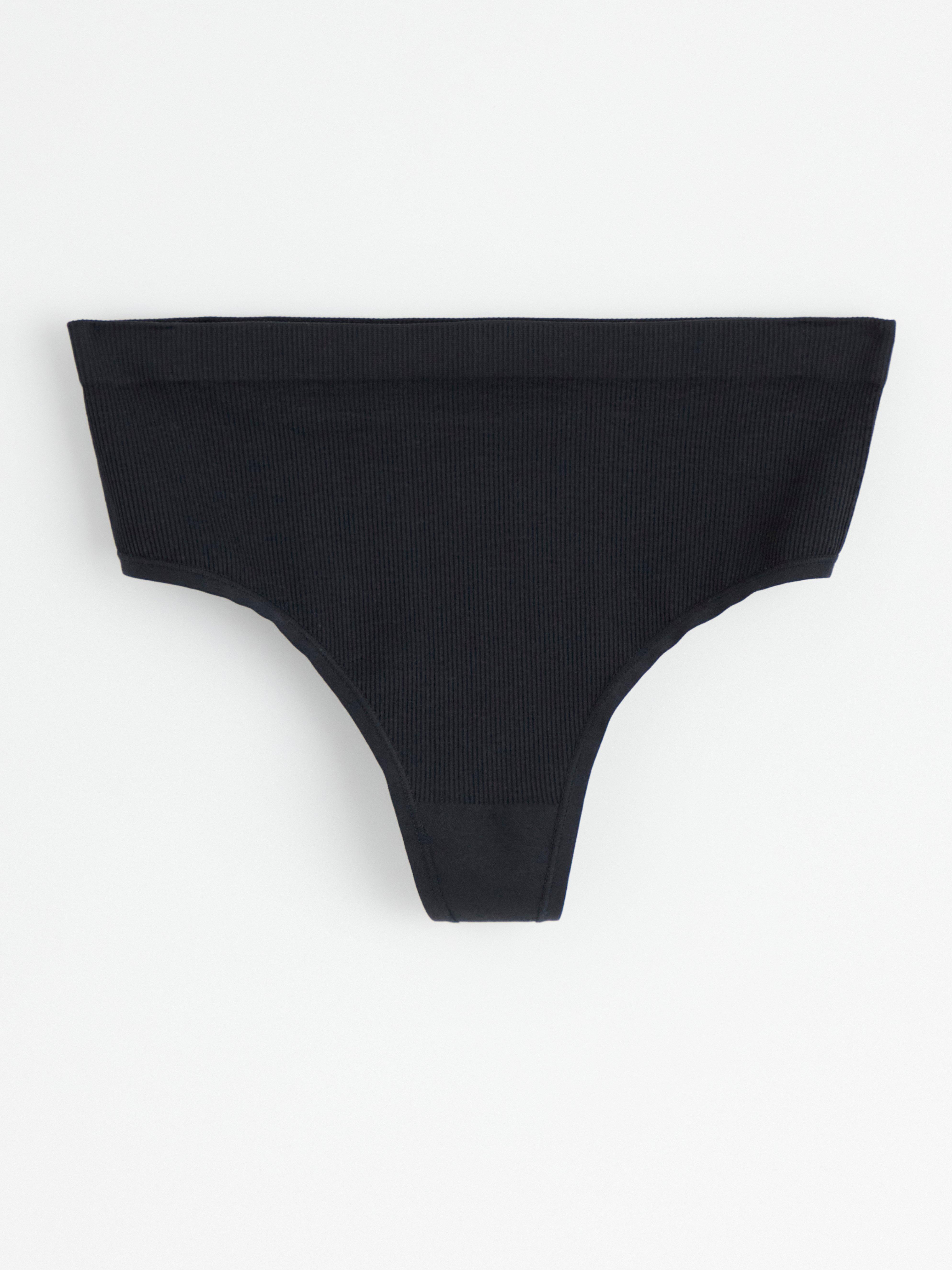 Thong high ribbed Black