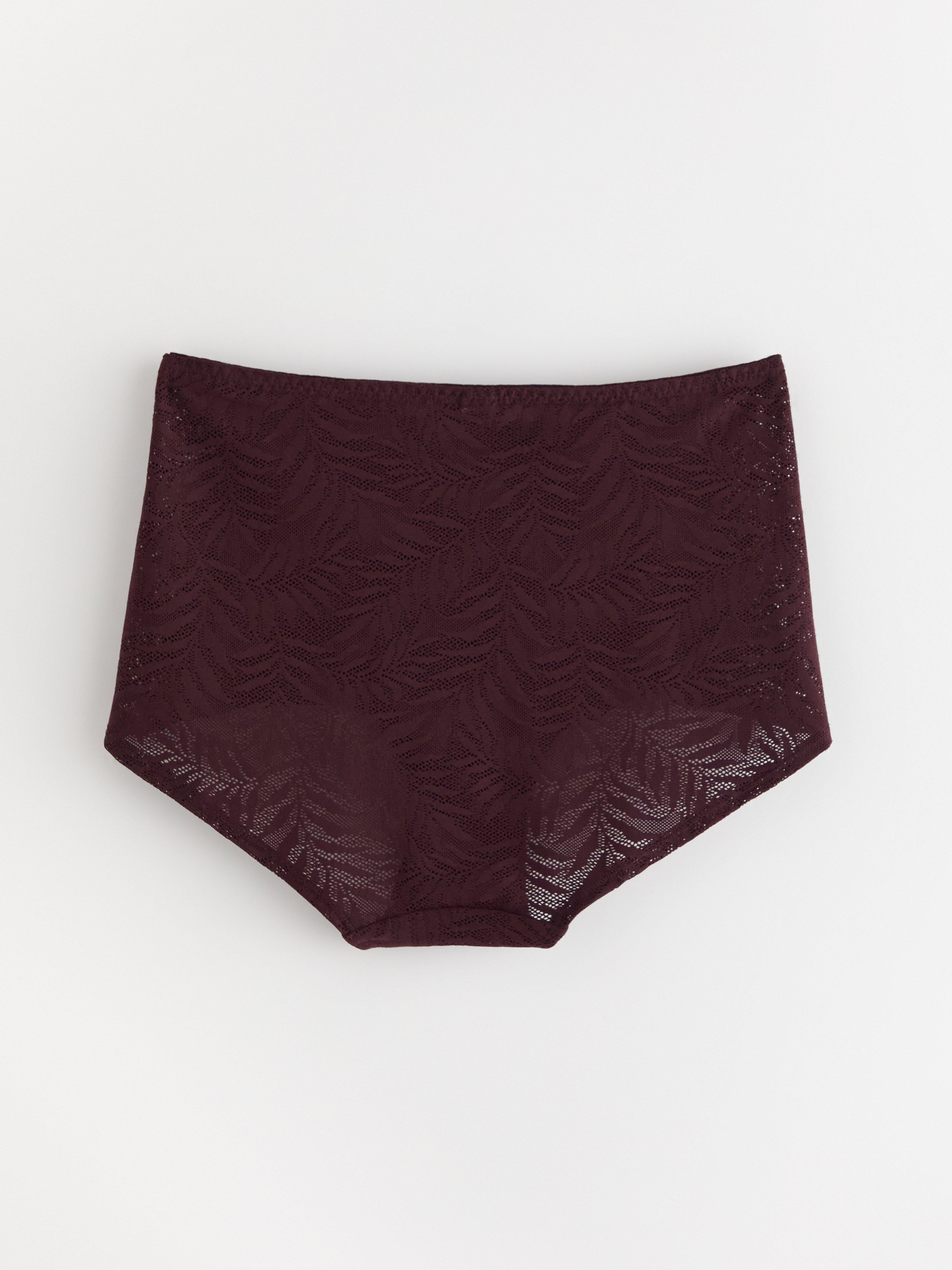 High waist brief with lace Dark Dusty Lilac