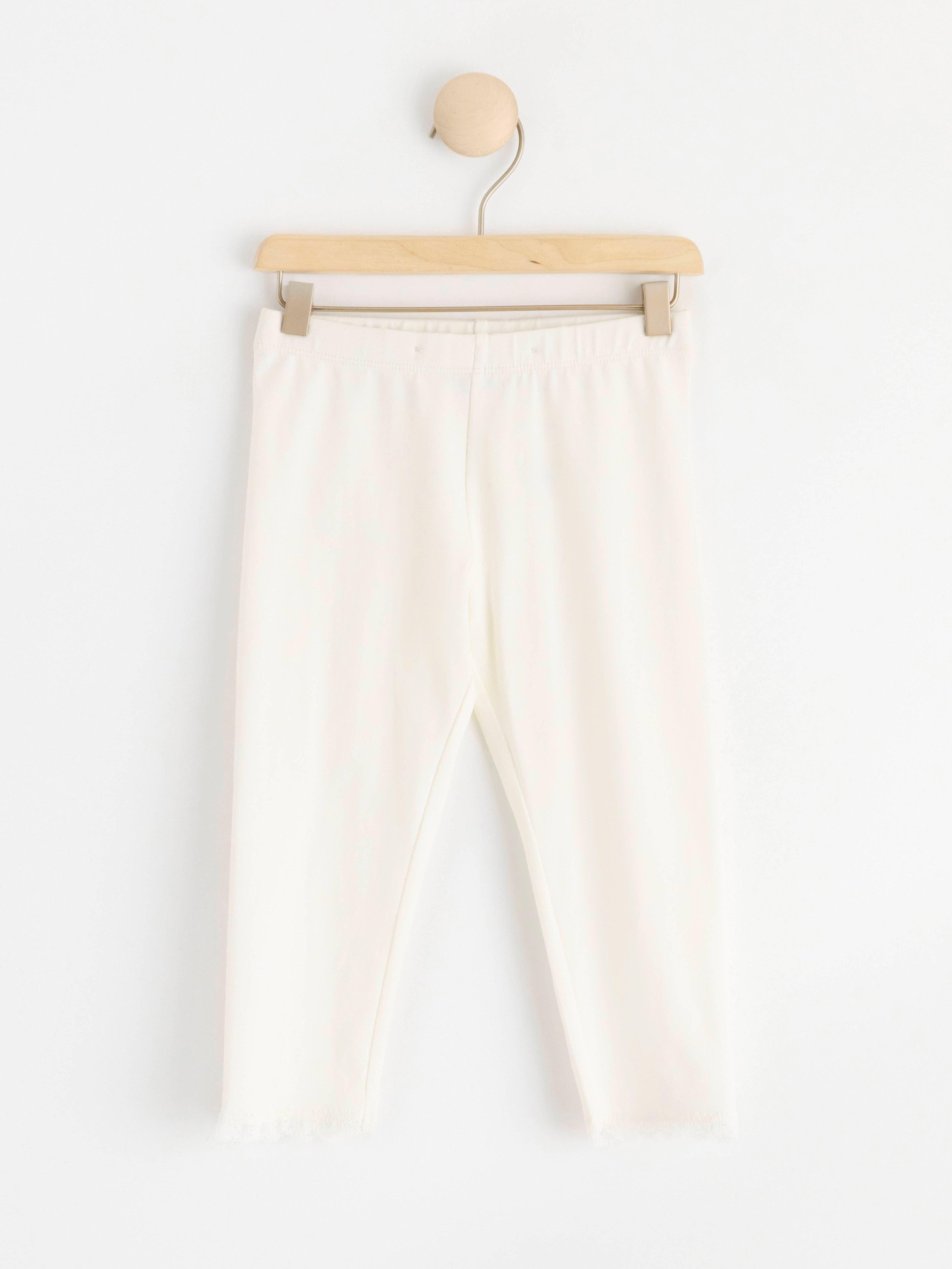 Capri leggings with lace trim Light Dusty White
