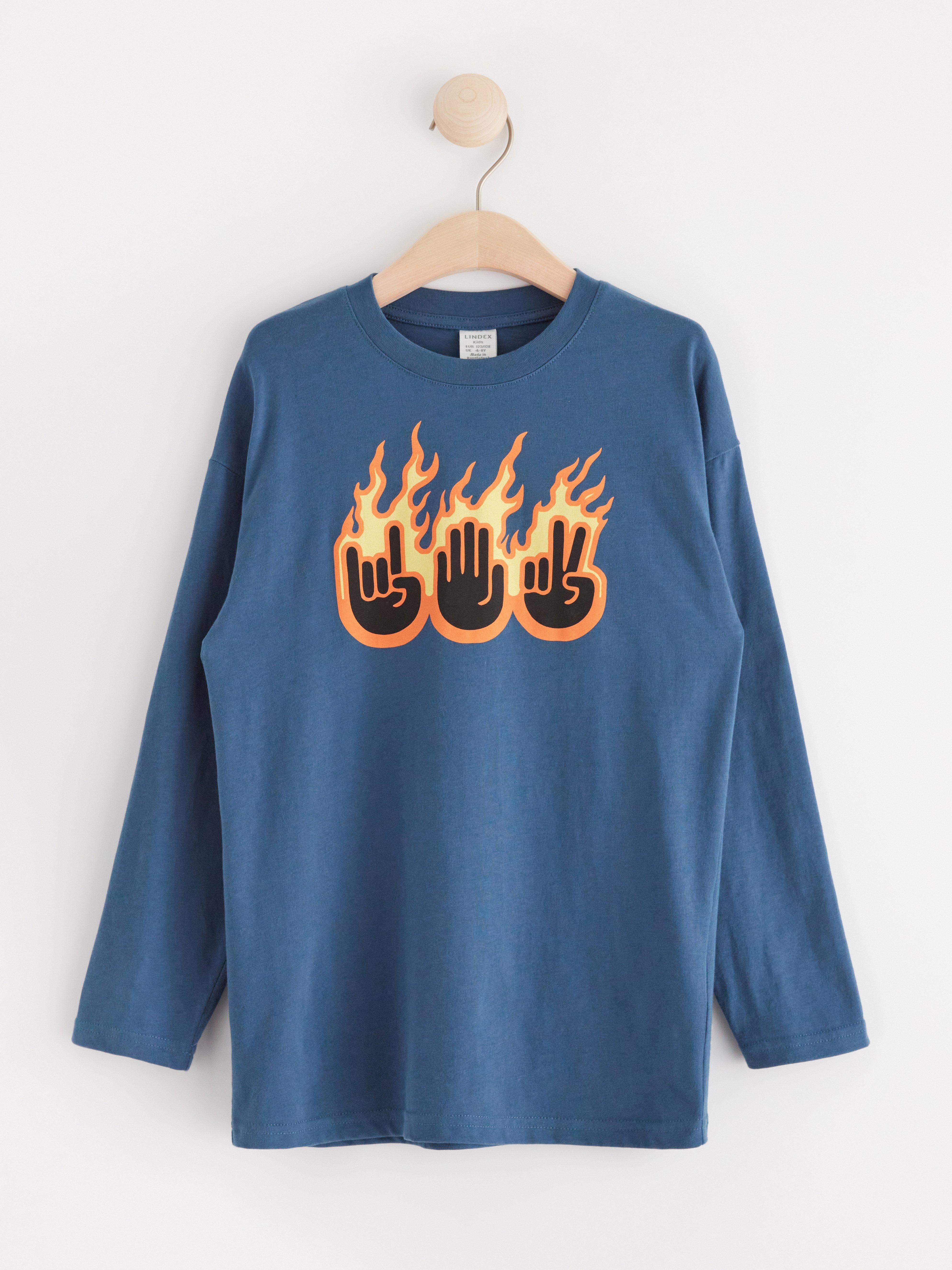 Top with print Dark Dusty Blue