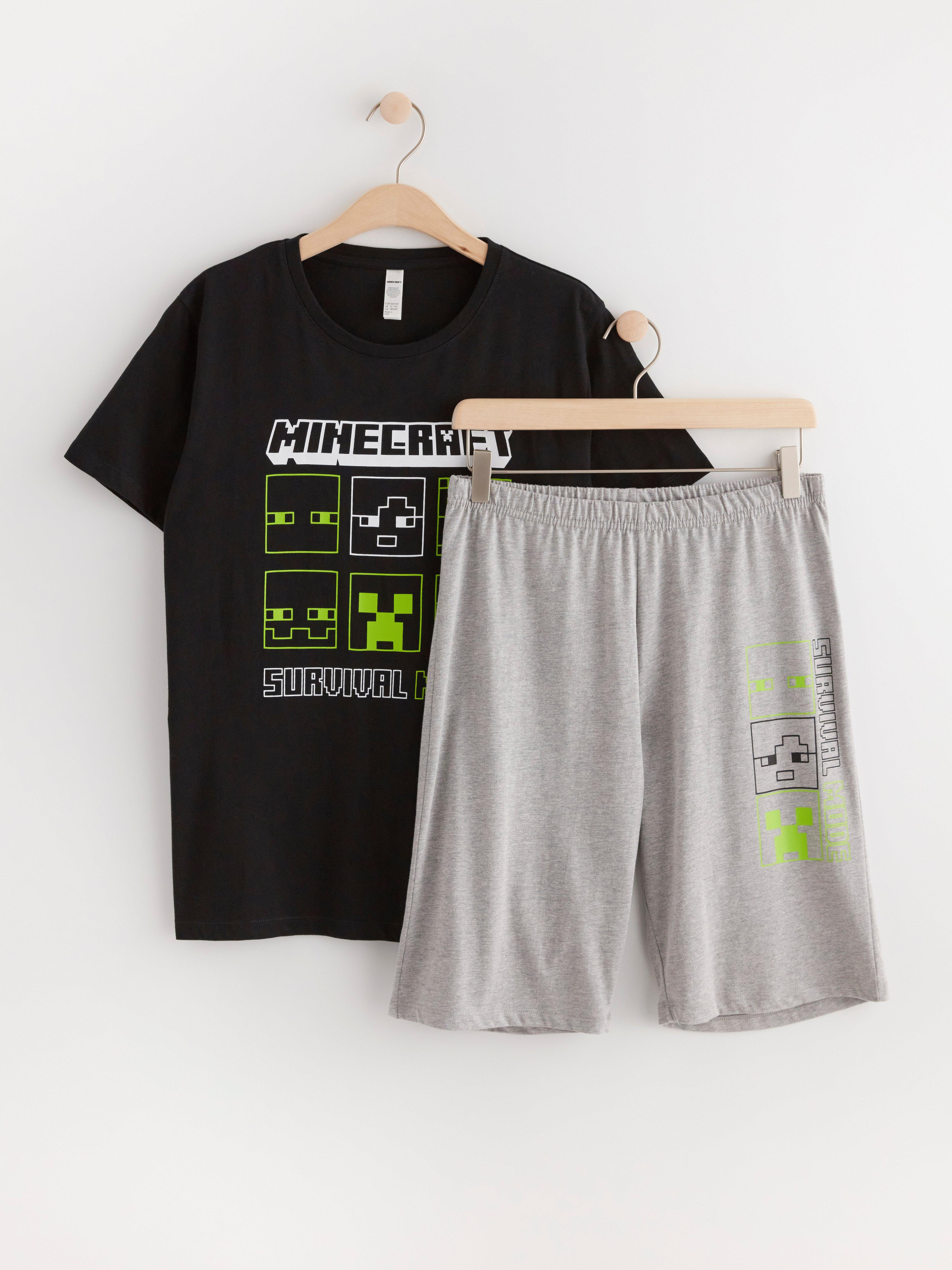 Set with Minecraft print Dark Grey Melange