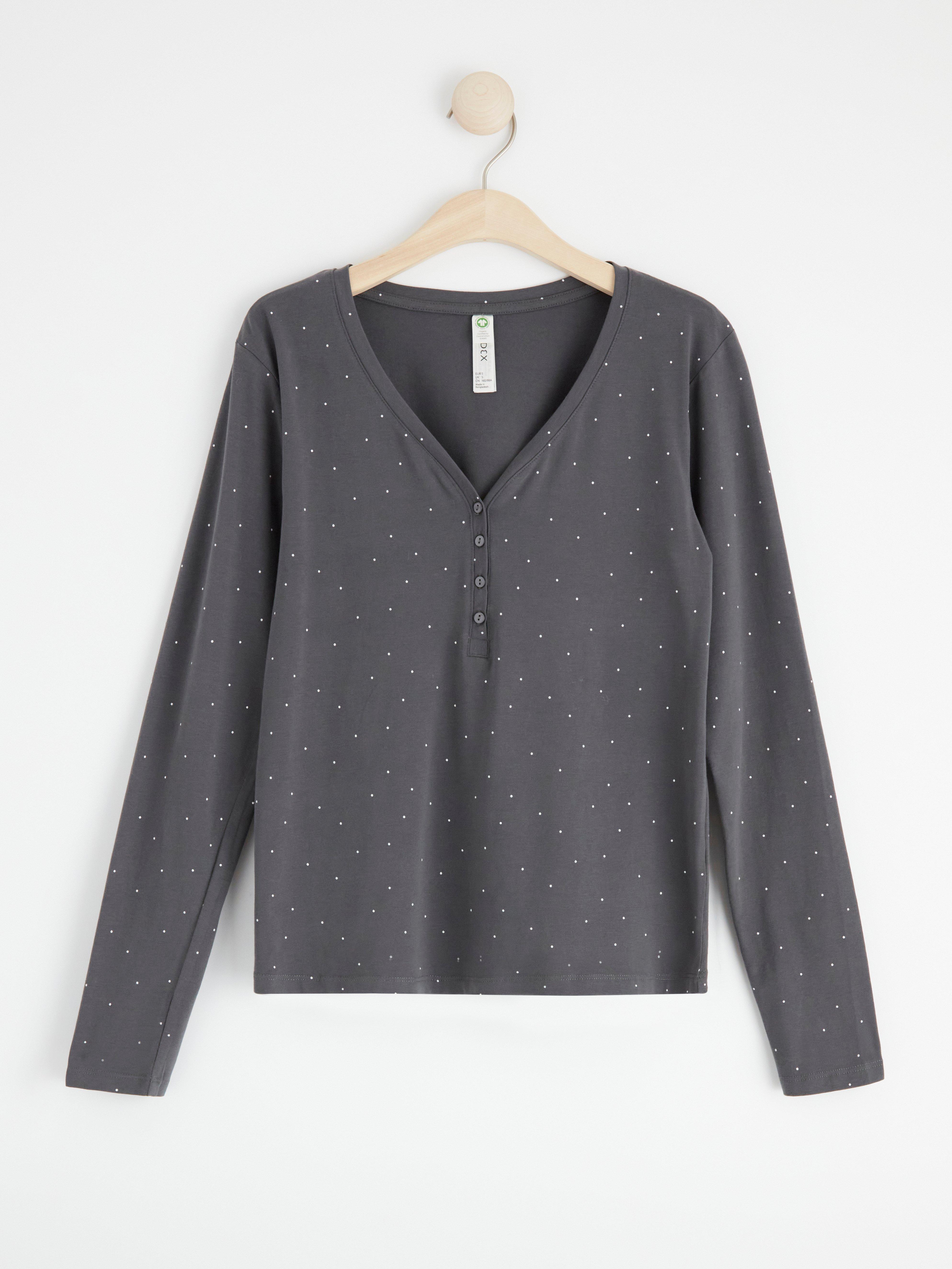 Long sleeve henley top Dark Grey