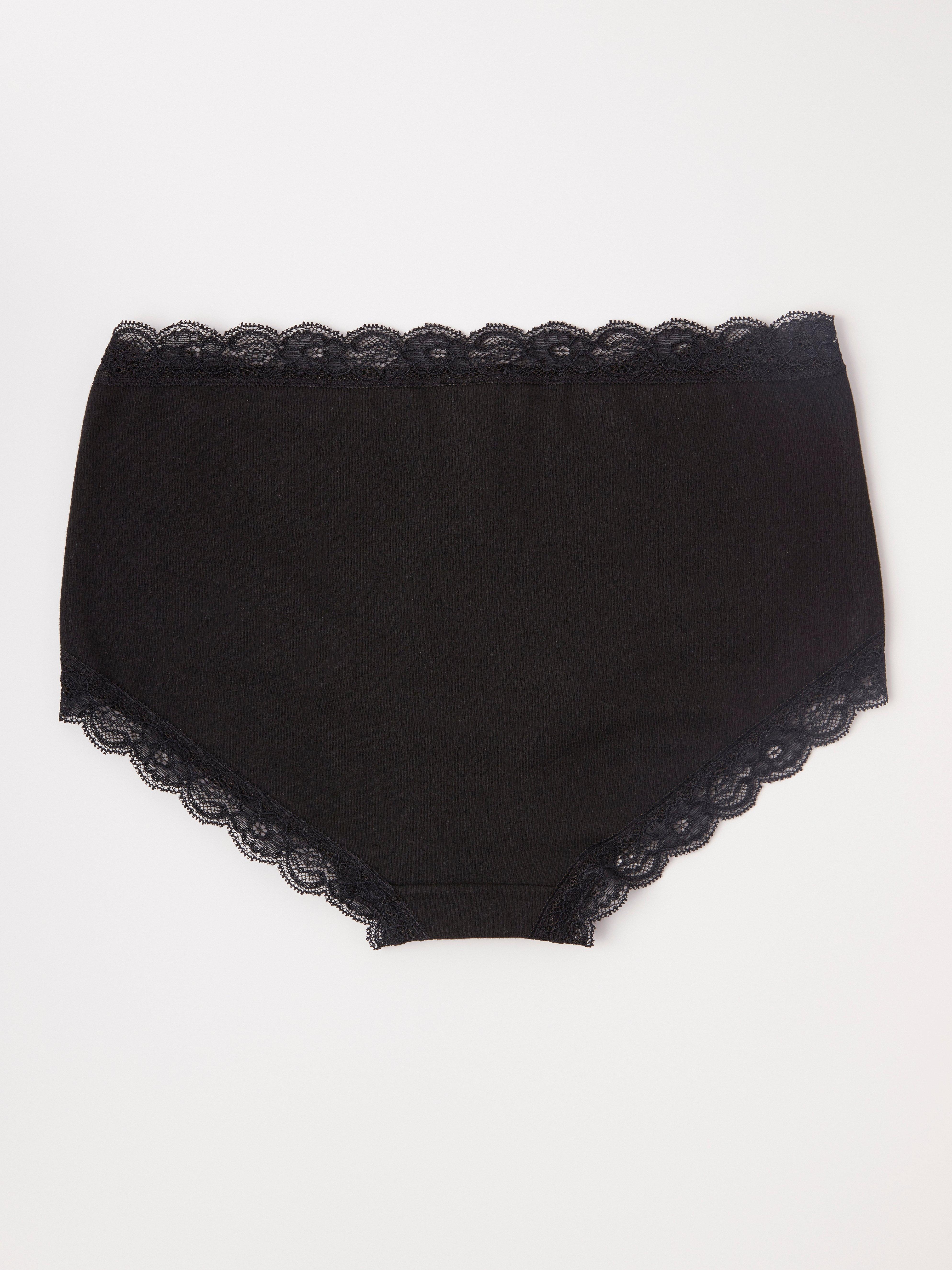Regular waist brief with lace trim Black