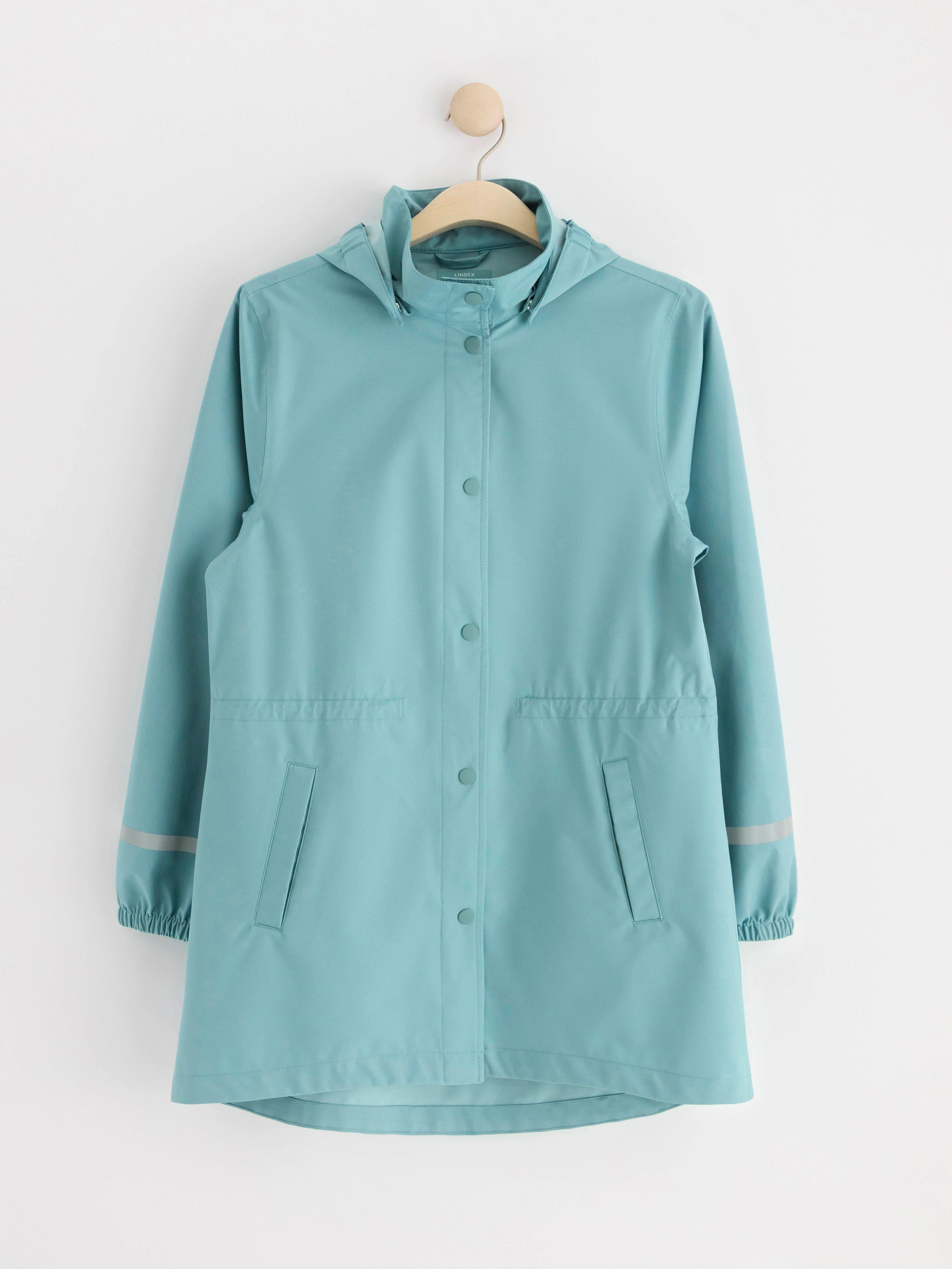 Water repellent long shell jacket Dusty Blue