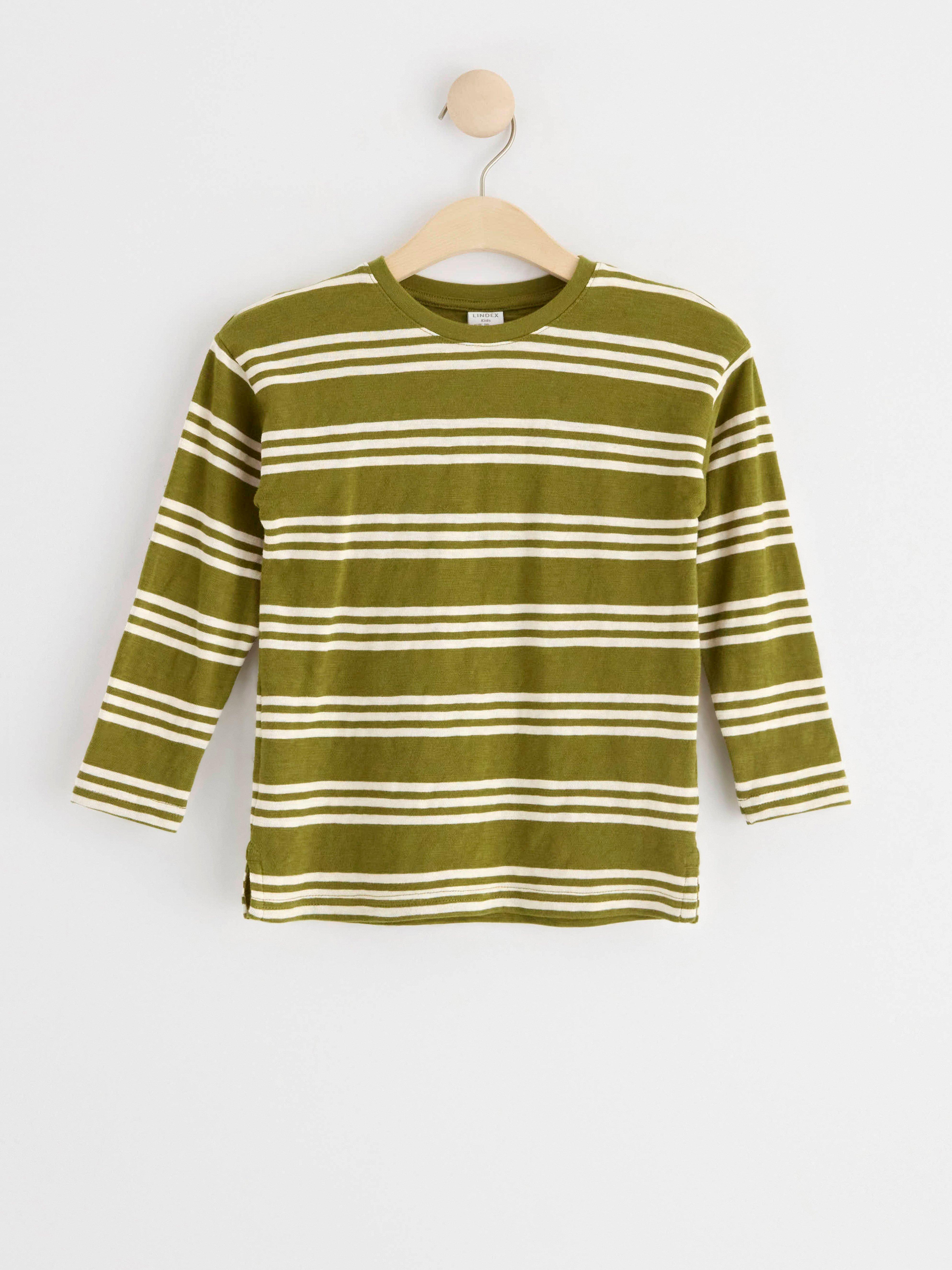 Long sleeve top with stripes Dark Green
