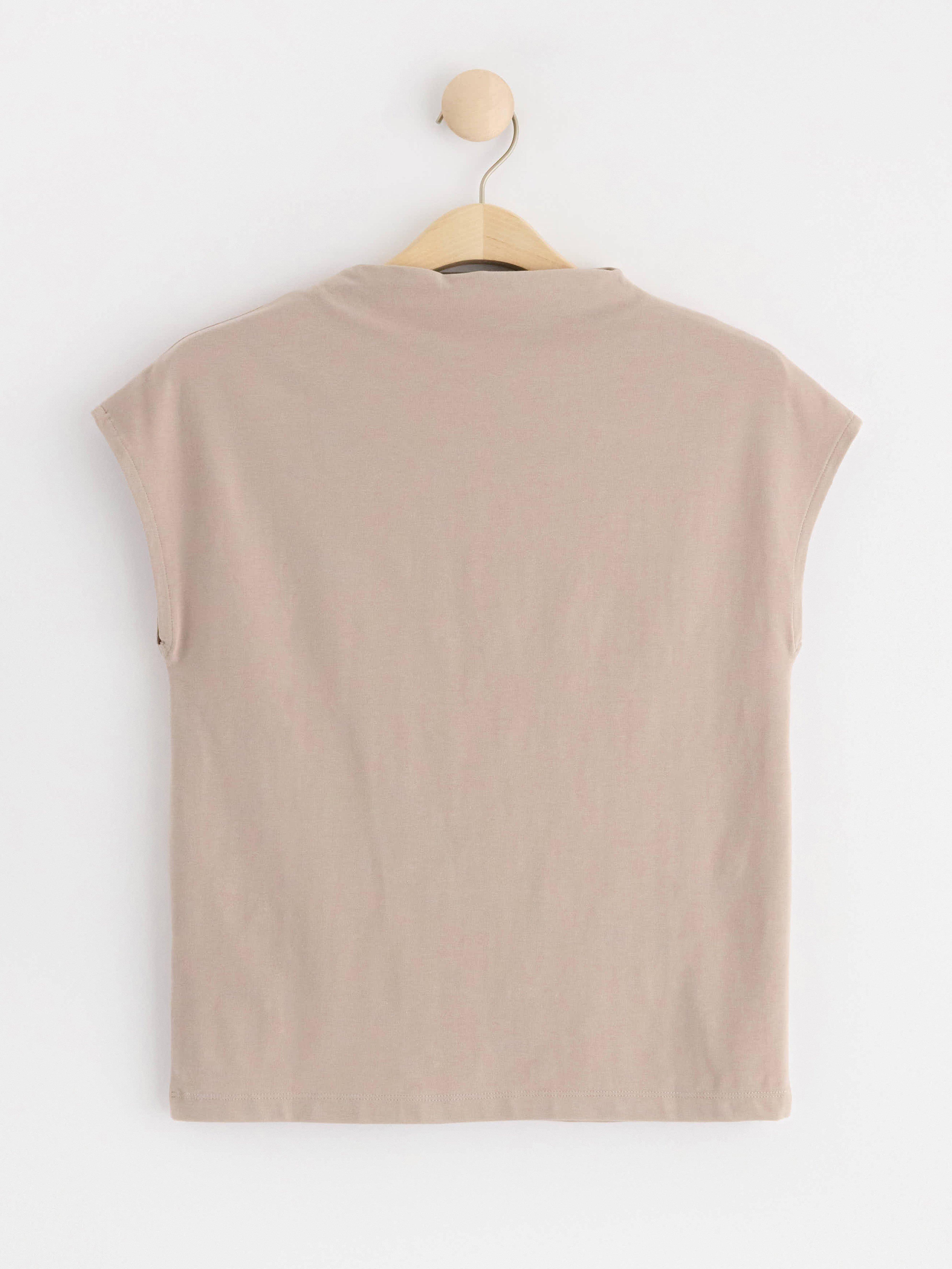 Short sleeve fitted top Light Dusty Beige