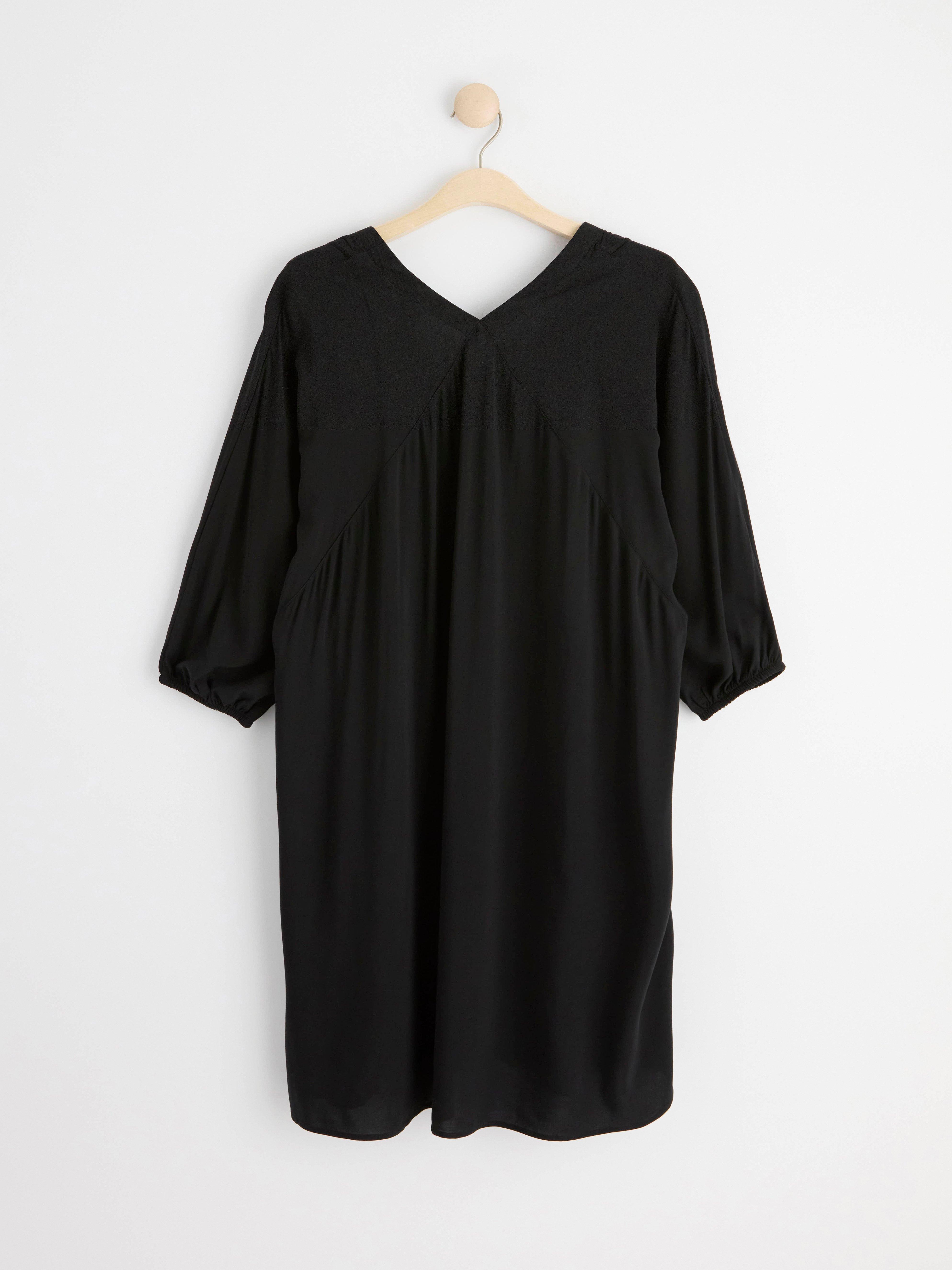 Buttoned short sleeve mini dress Black