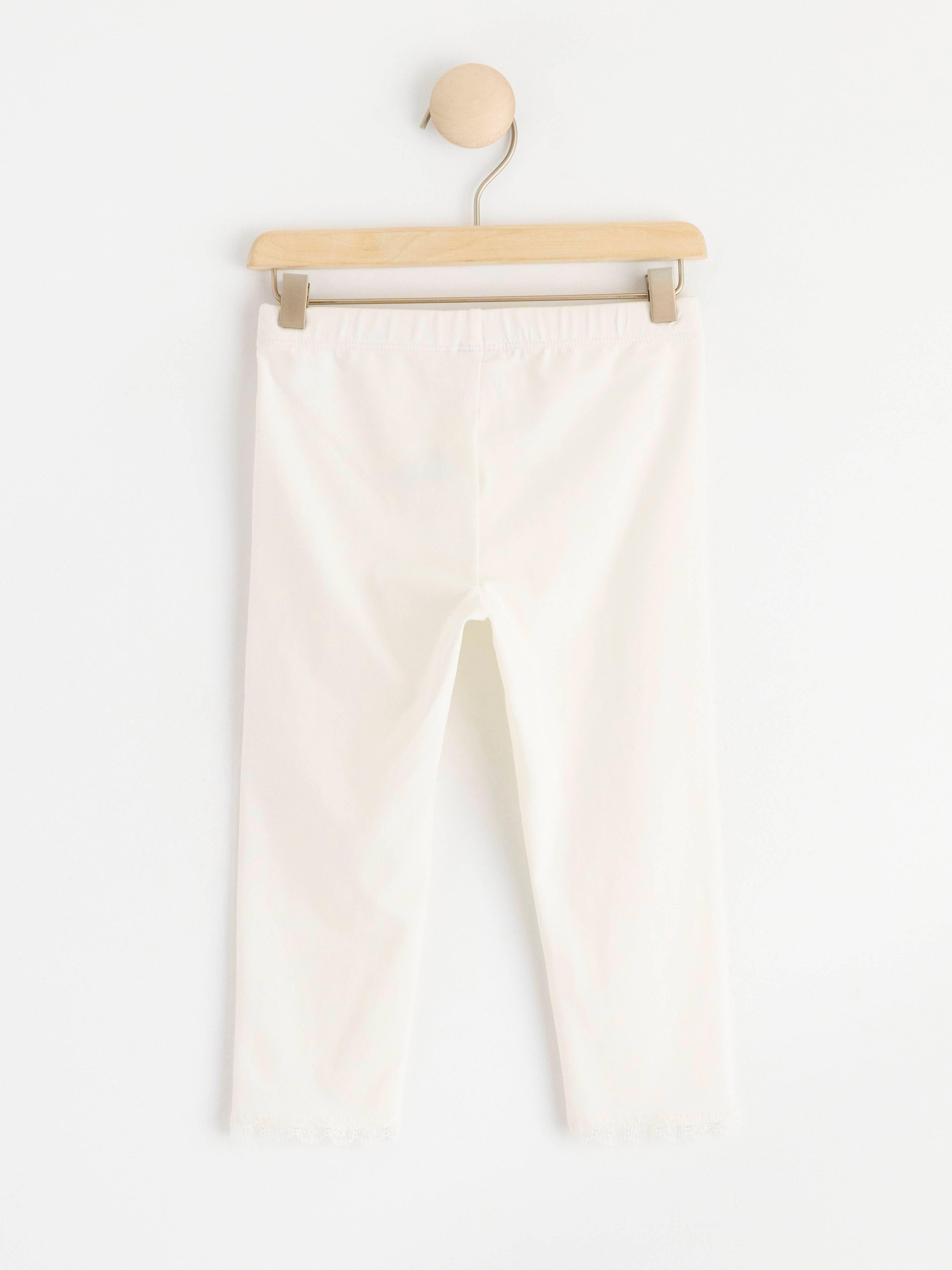 Capri leggings with lace trim Light Dusty White