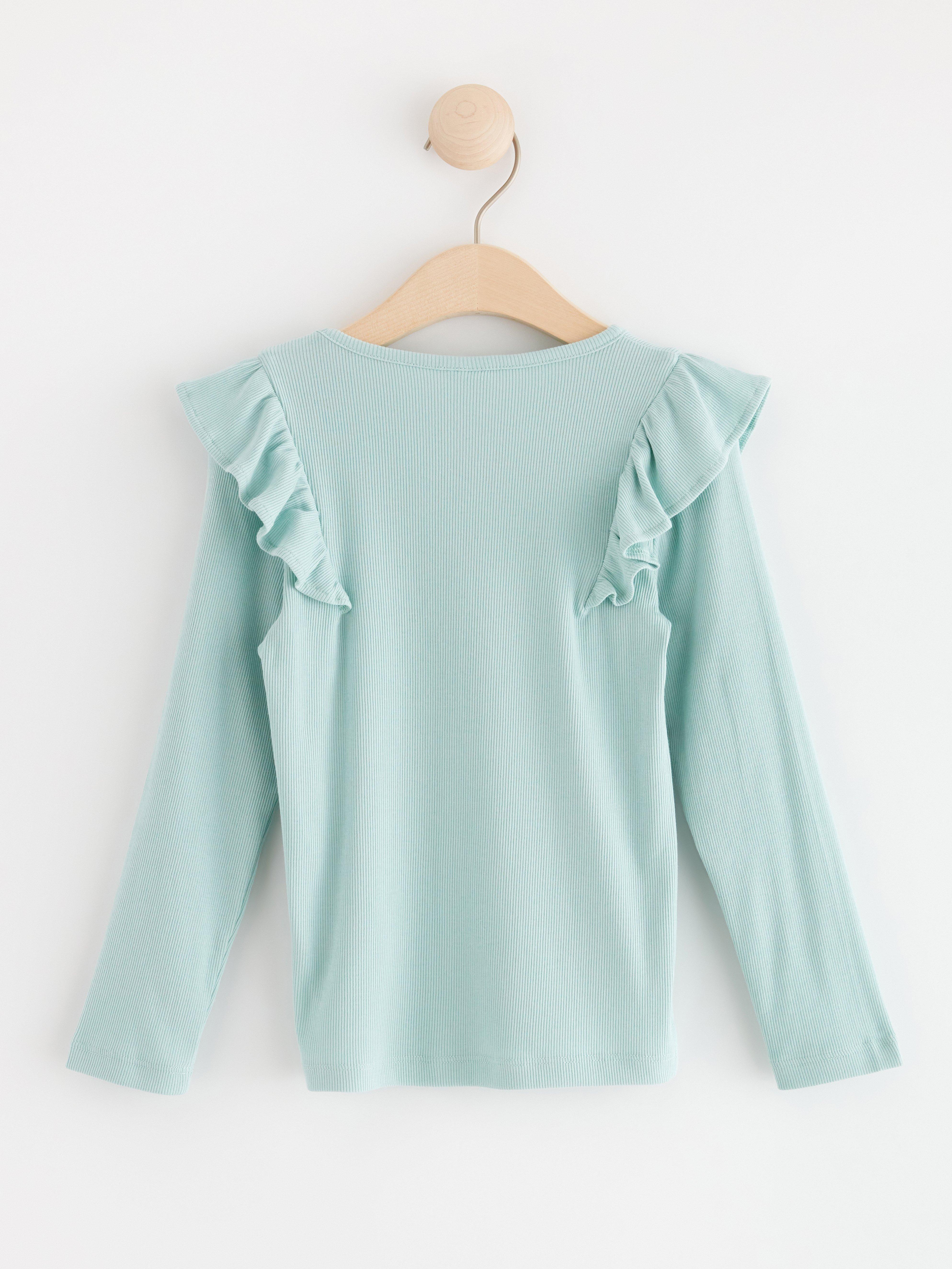 Long sleeve ribbed top Light Dusty Turquoise