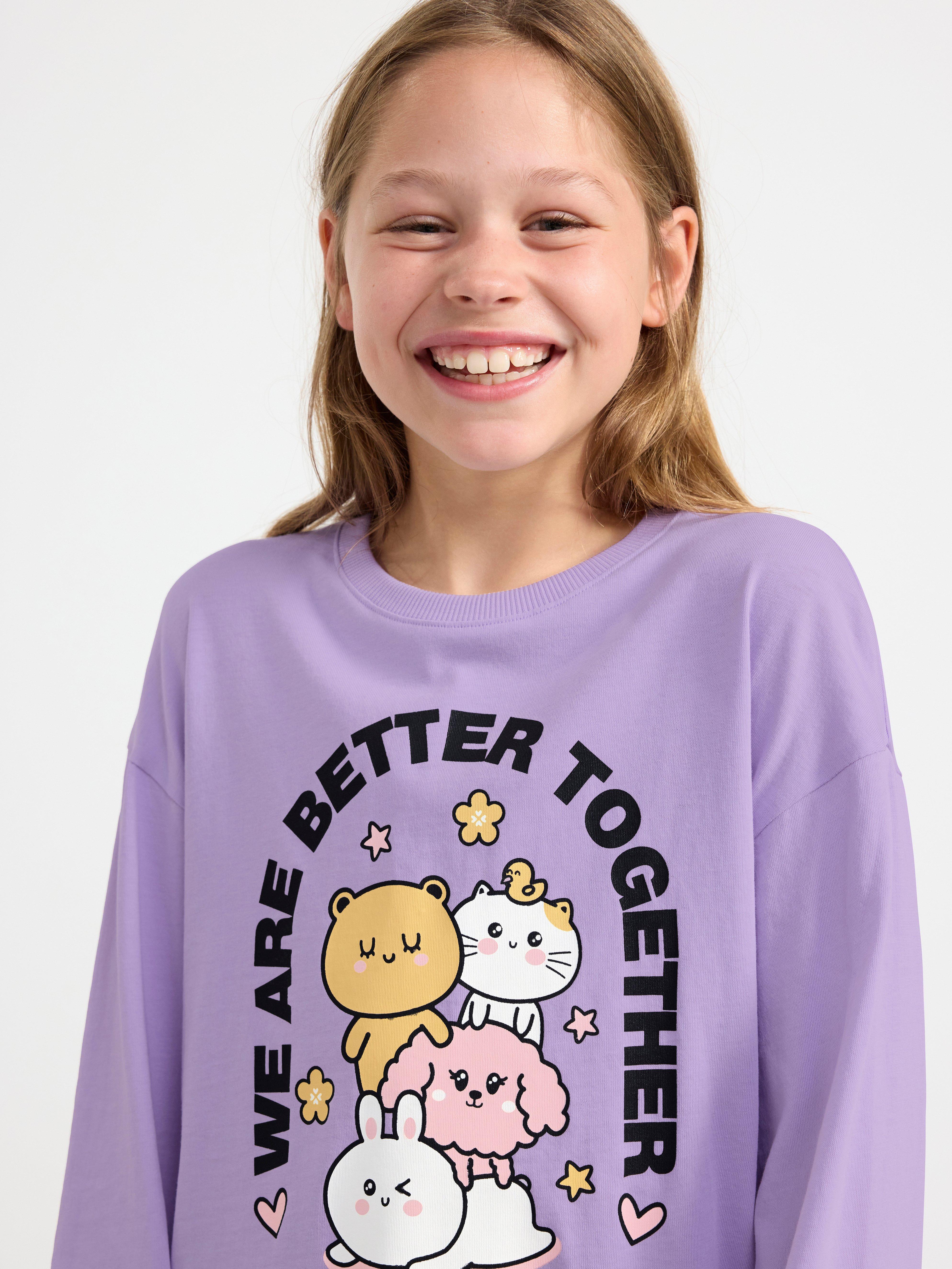 Long sleeve top with print Light Lilac
