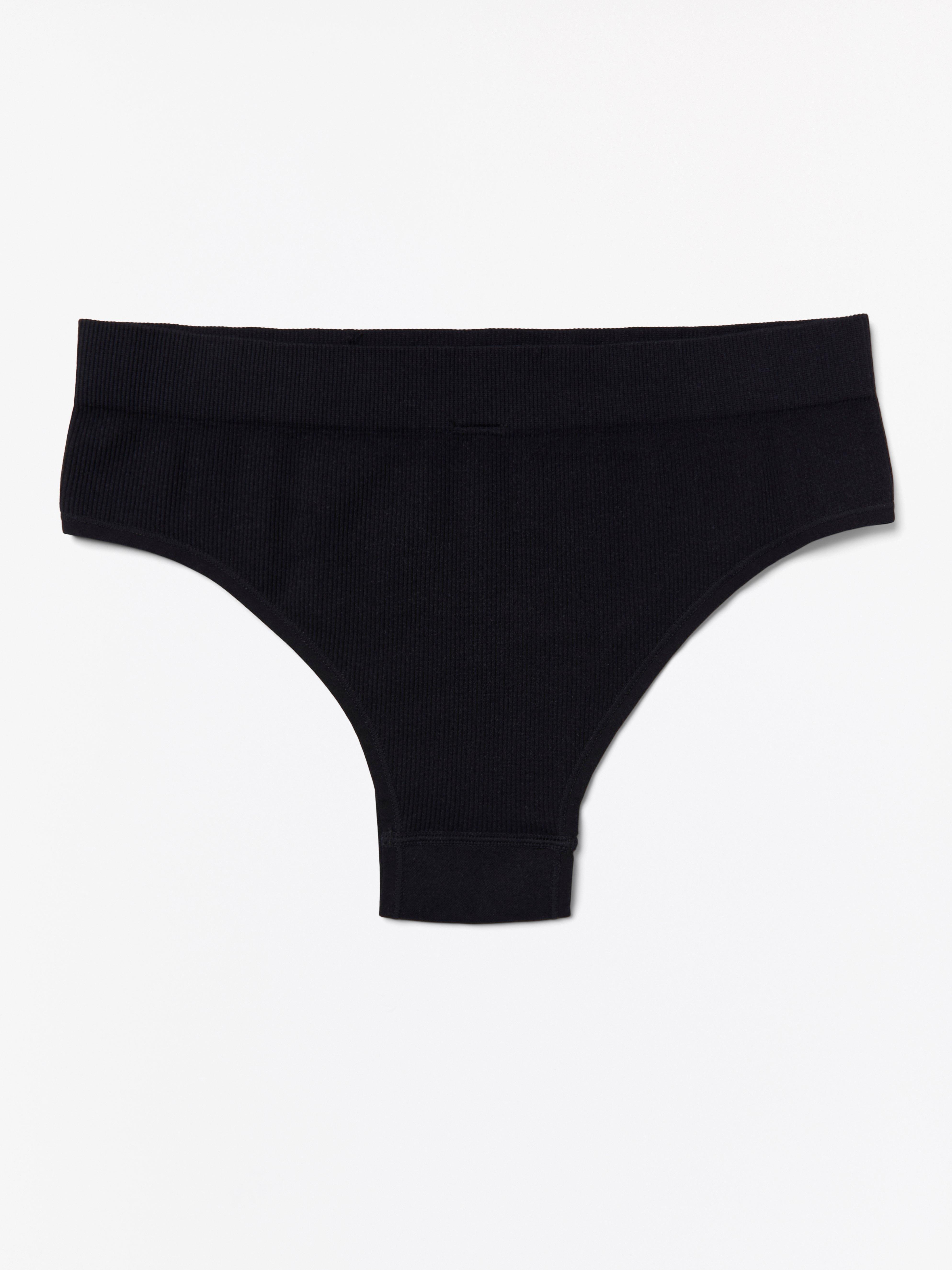 Brazilian high ribbed seamless briefs Black
