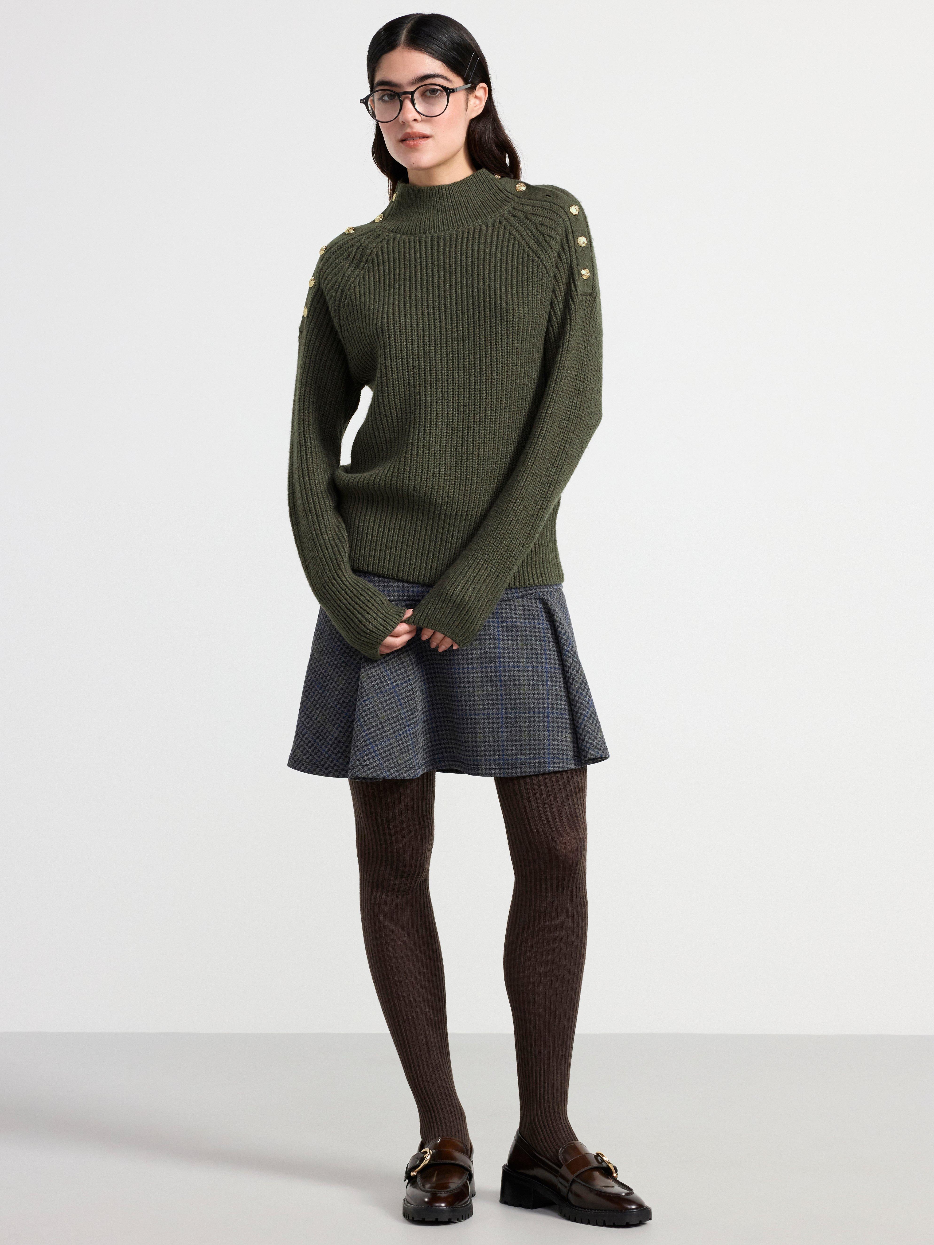 Knitted jumper with button details Dark Dusty Khaki