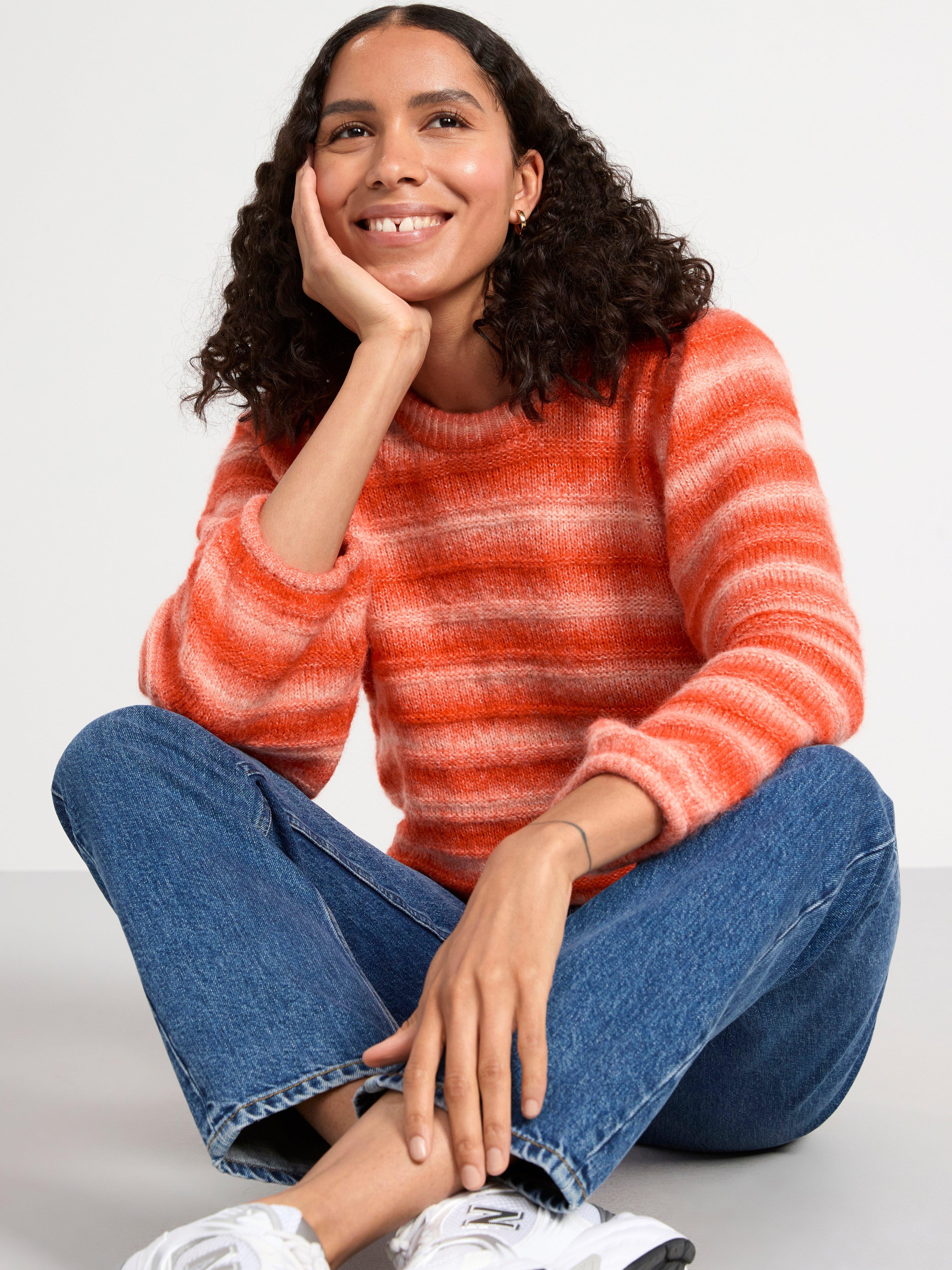 Striped knitted jumper orange