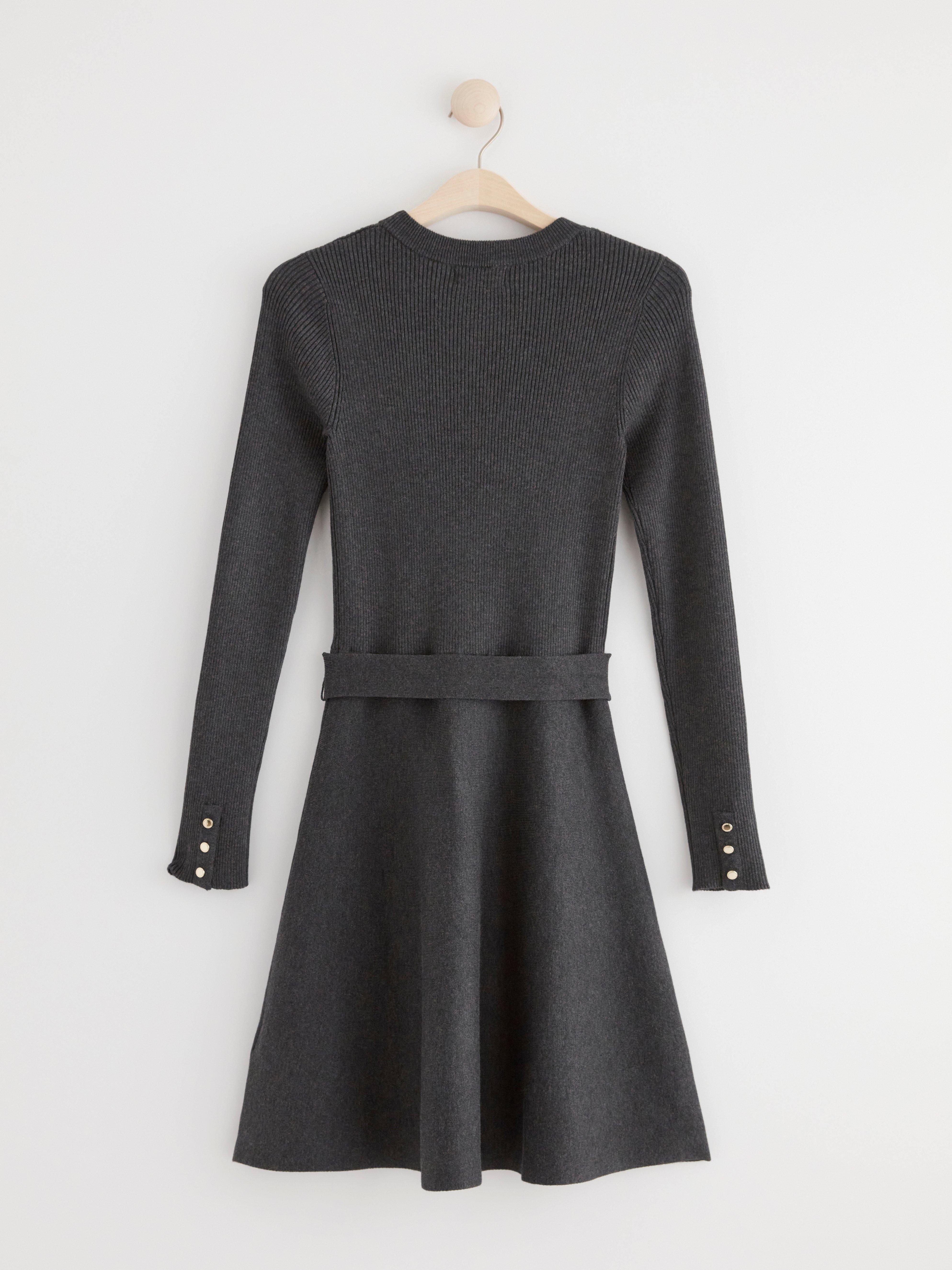 Knitted long sleeve dress Dark Grey Melange