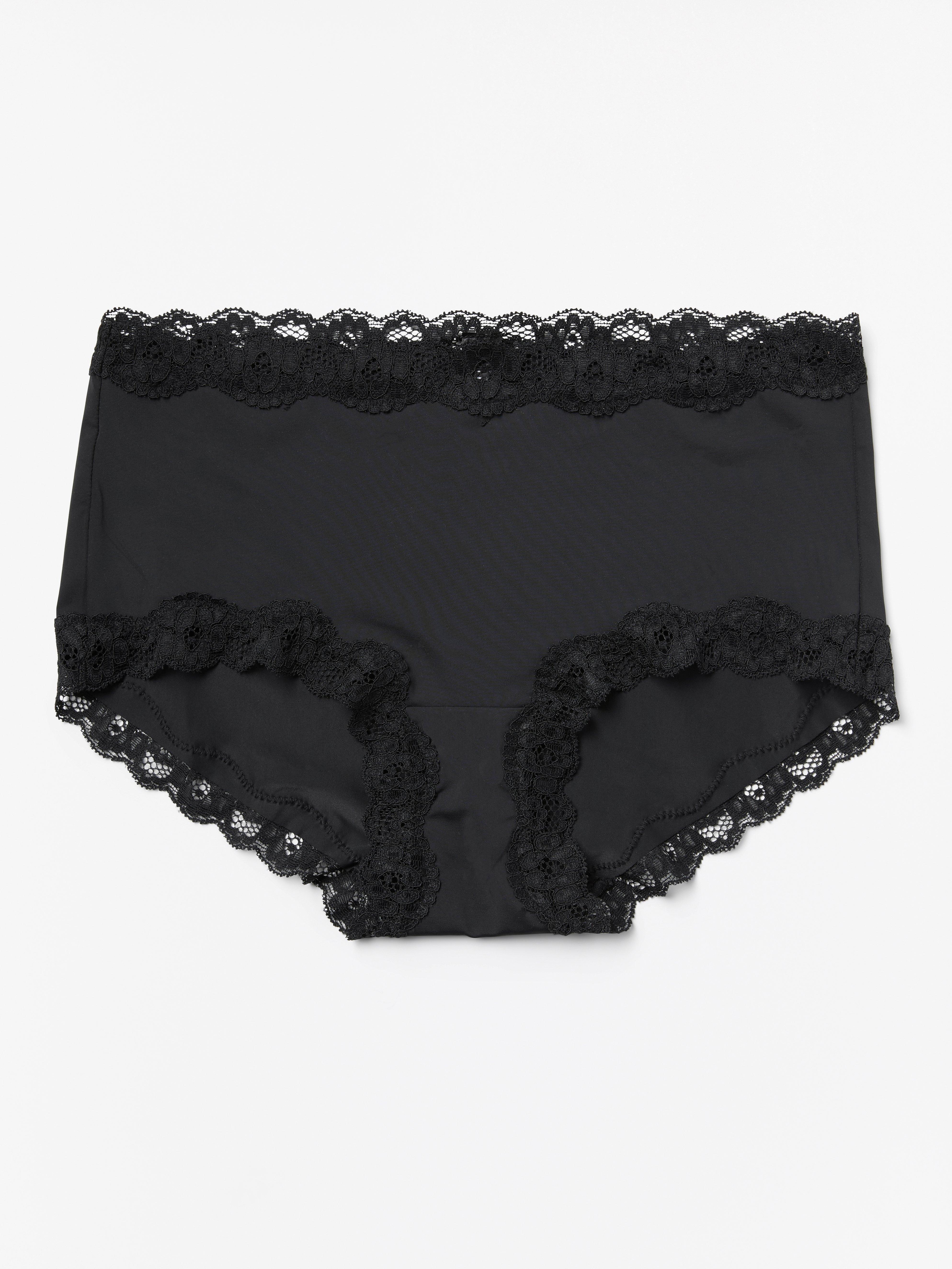 Regular waist brief with lace trim Black