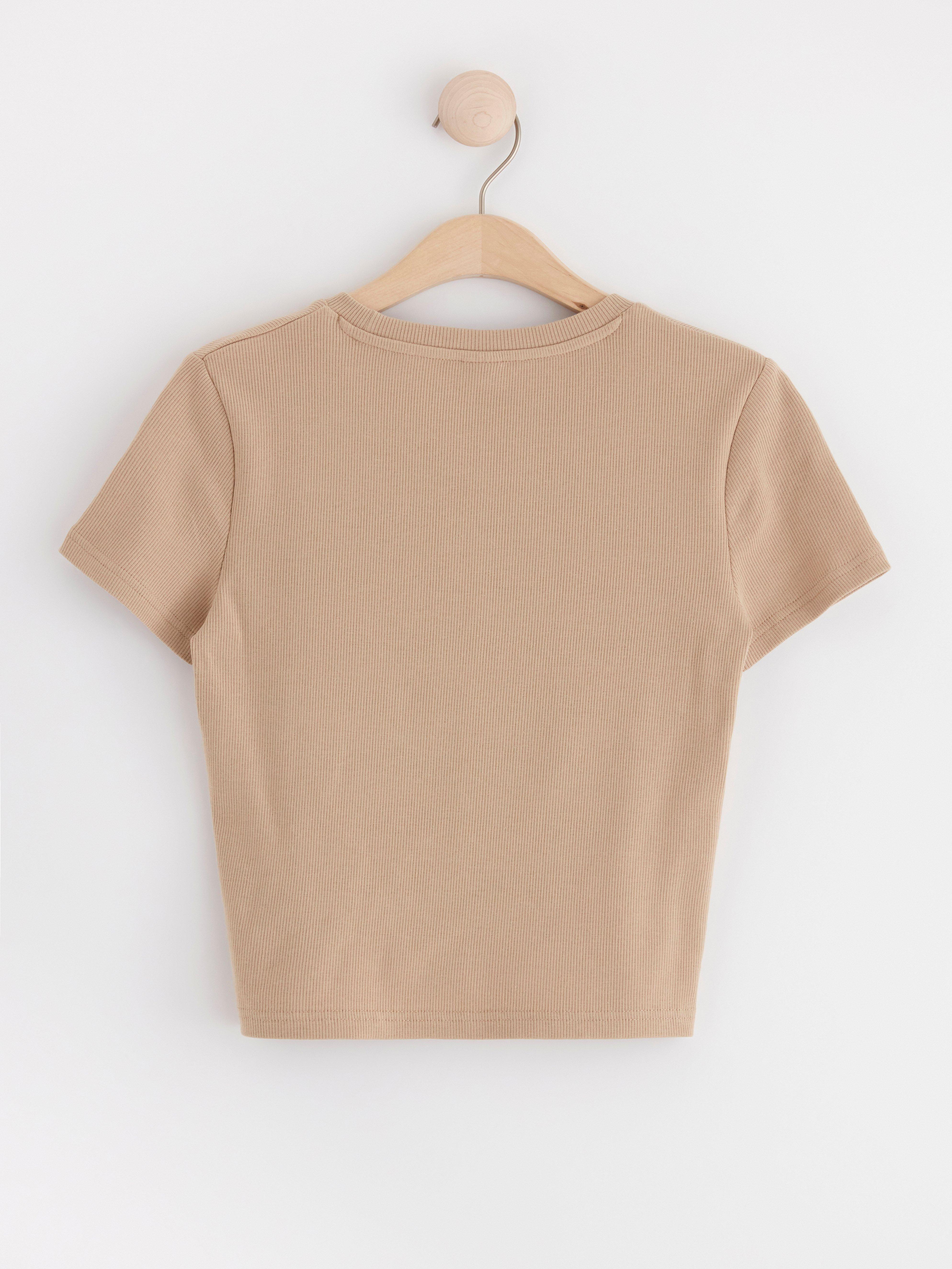 Ribbed cropped top Beige