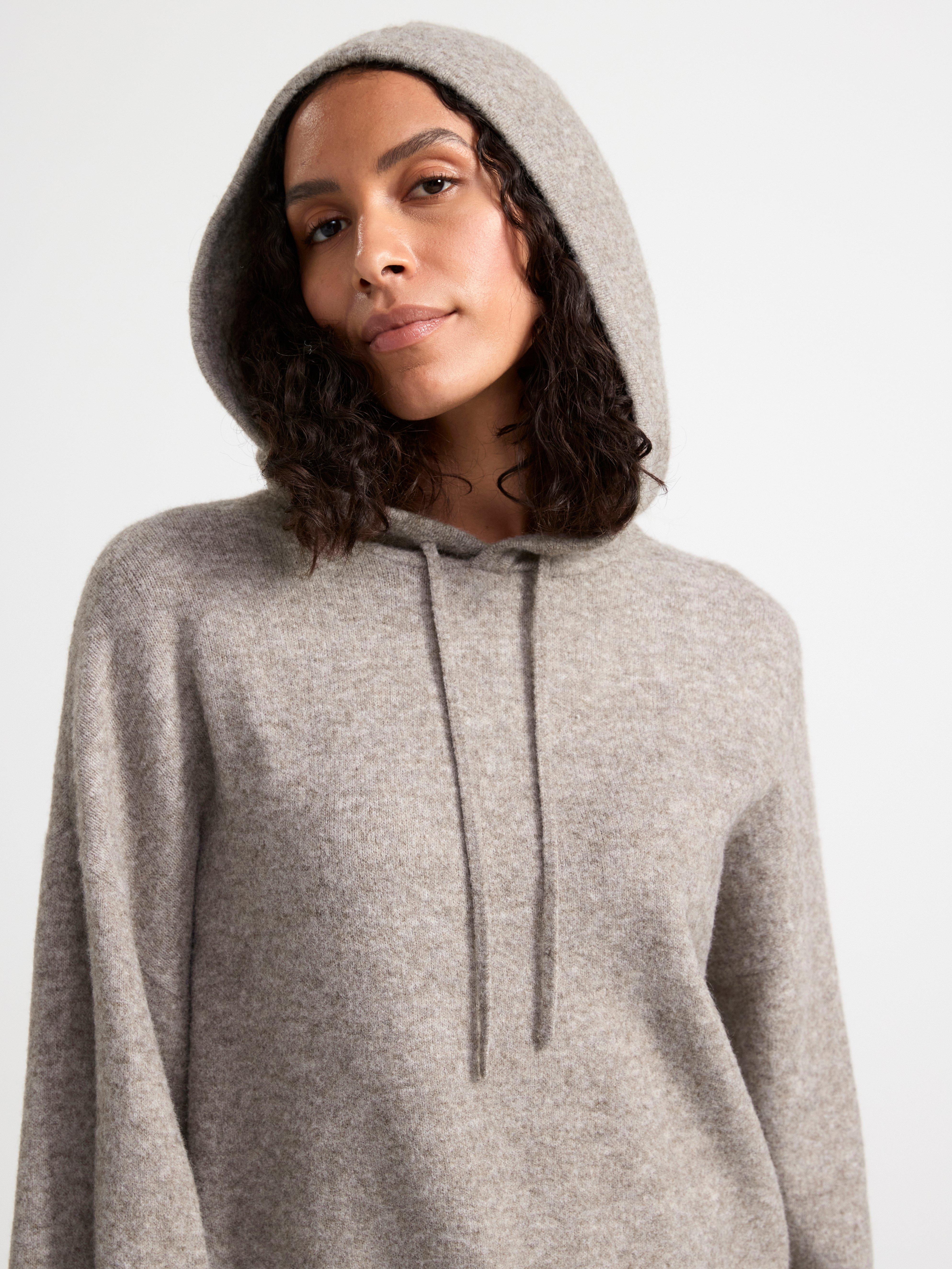 Hoodie knitted Brown melange