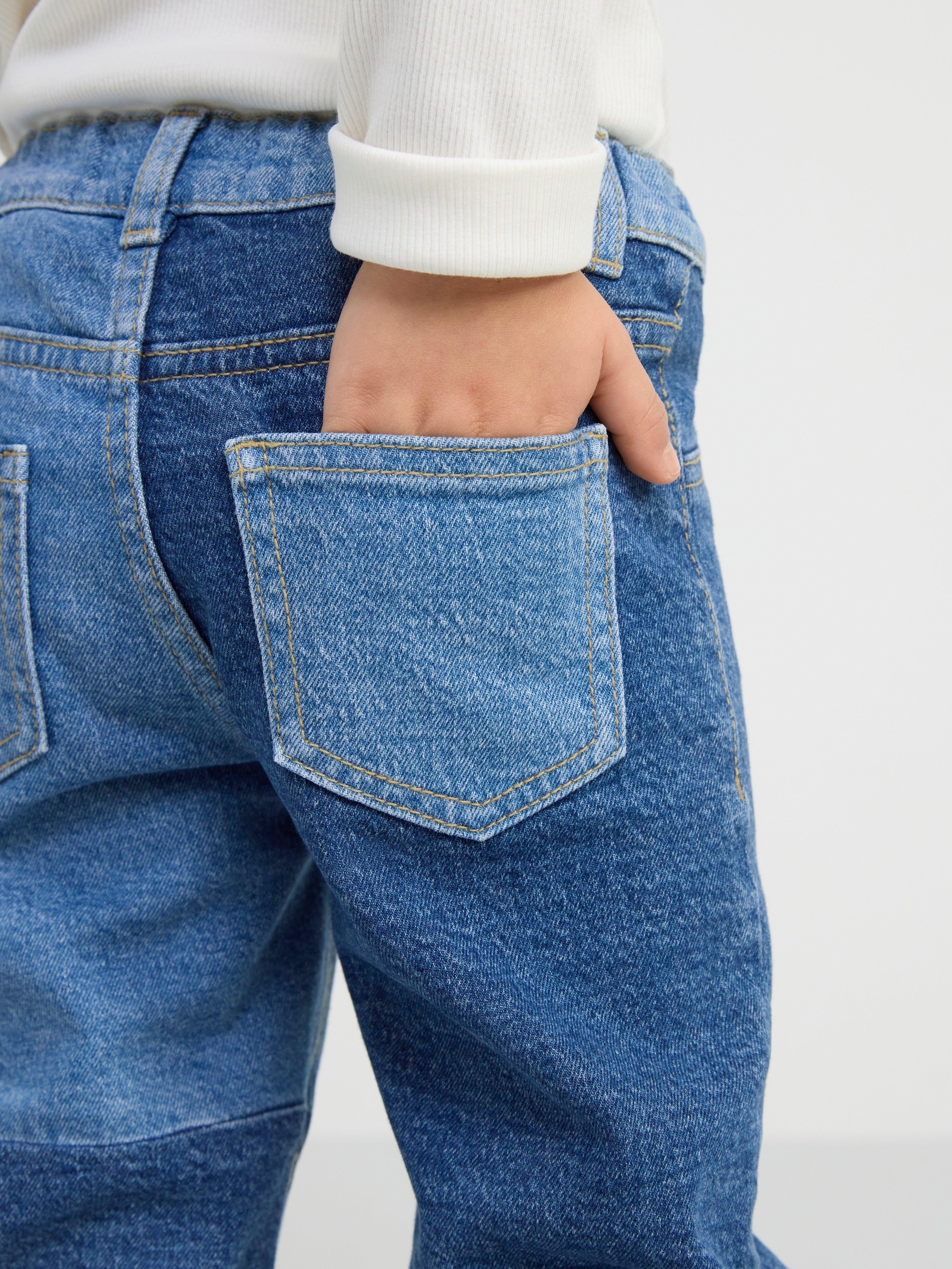 STINA Straight regular waist jeans with patchwork Denim