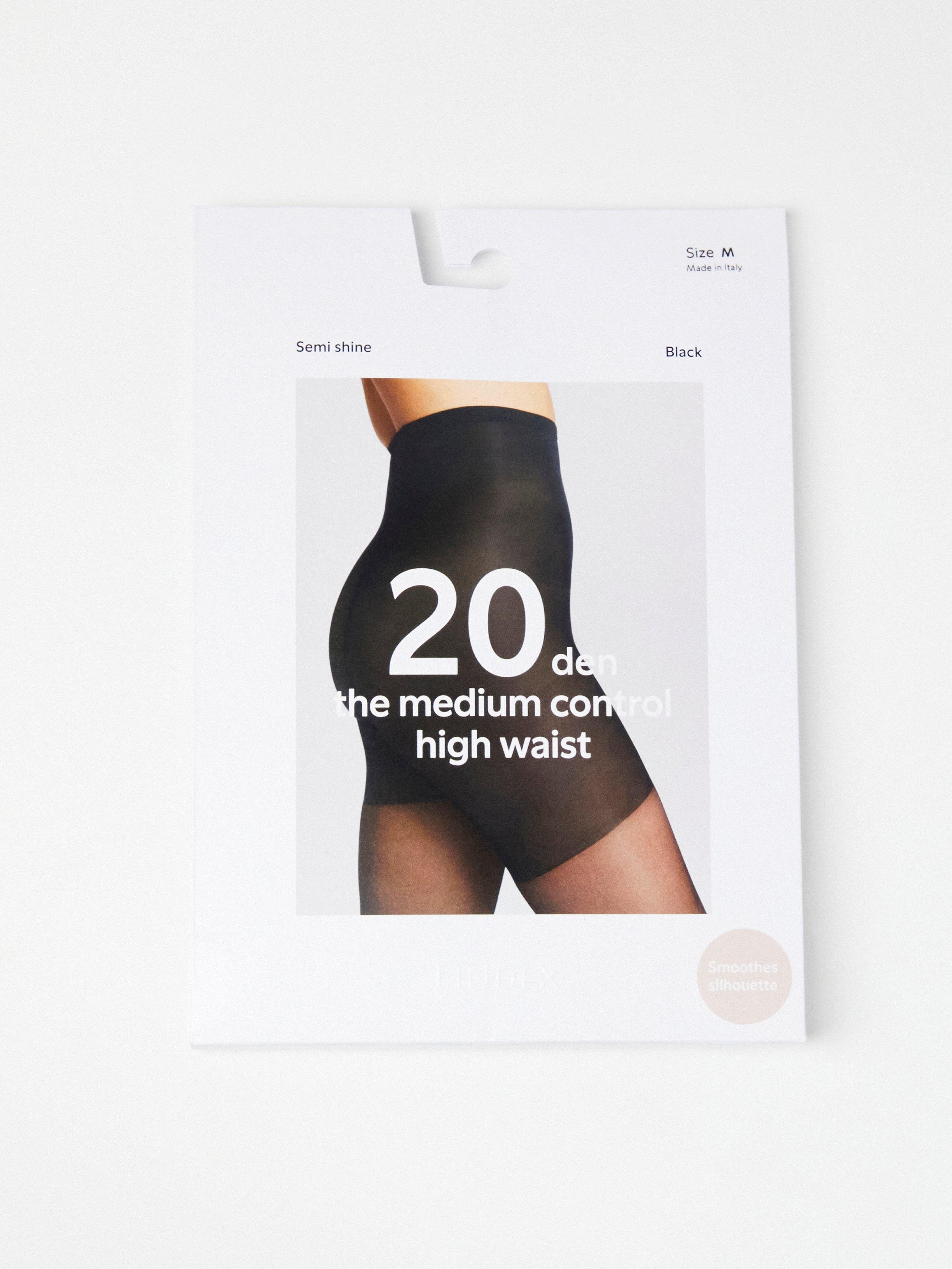 High waist shaping semi shine tights 20 denier Black
