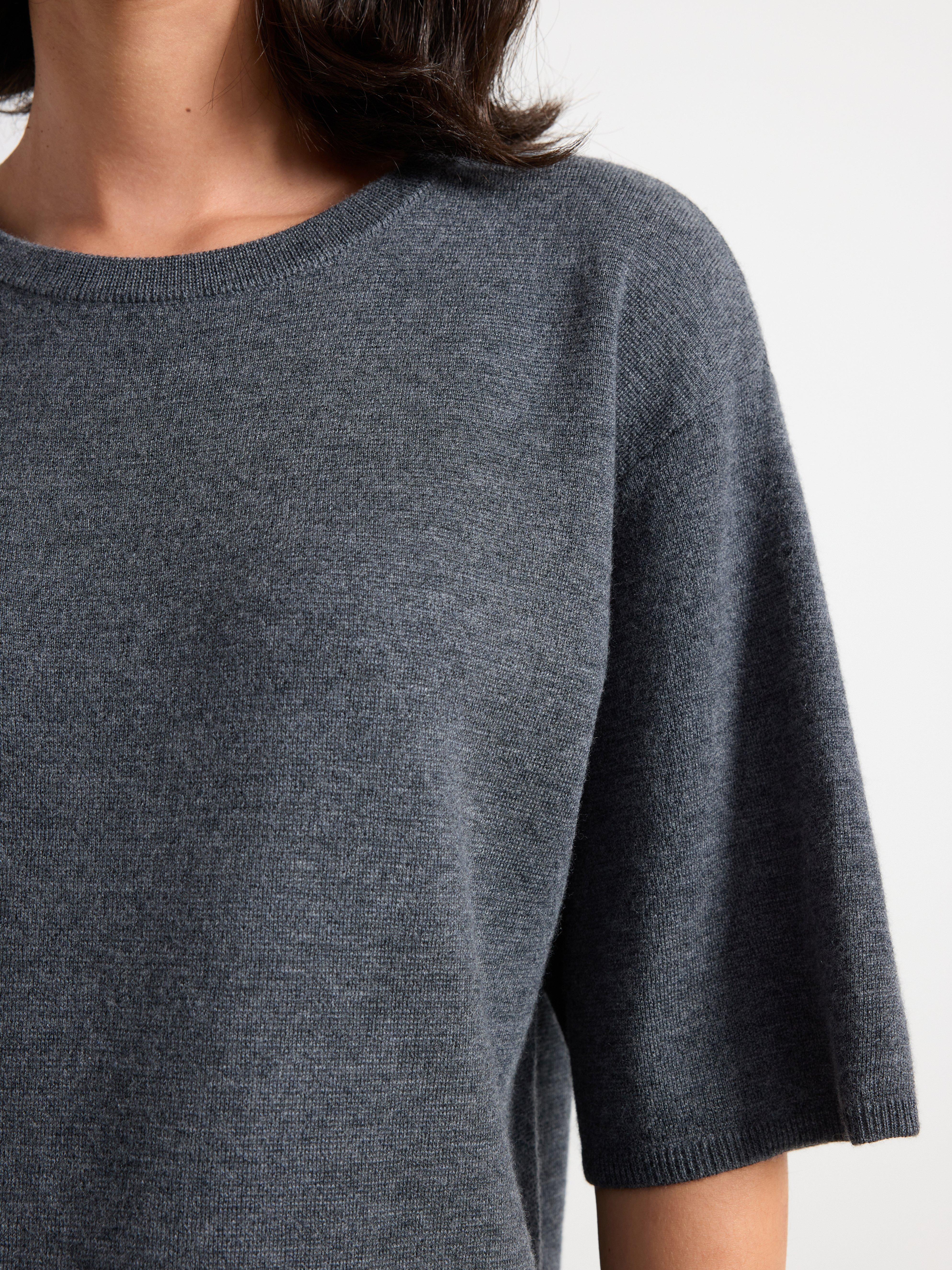 Knitted dress in merino wool Dark Grey Melange