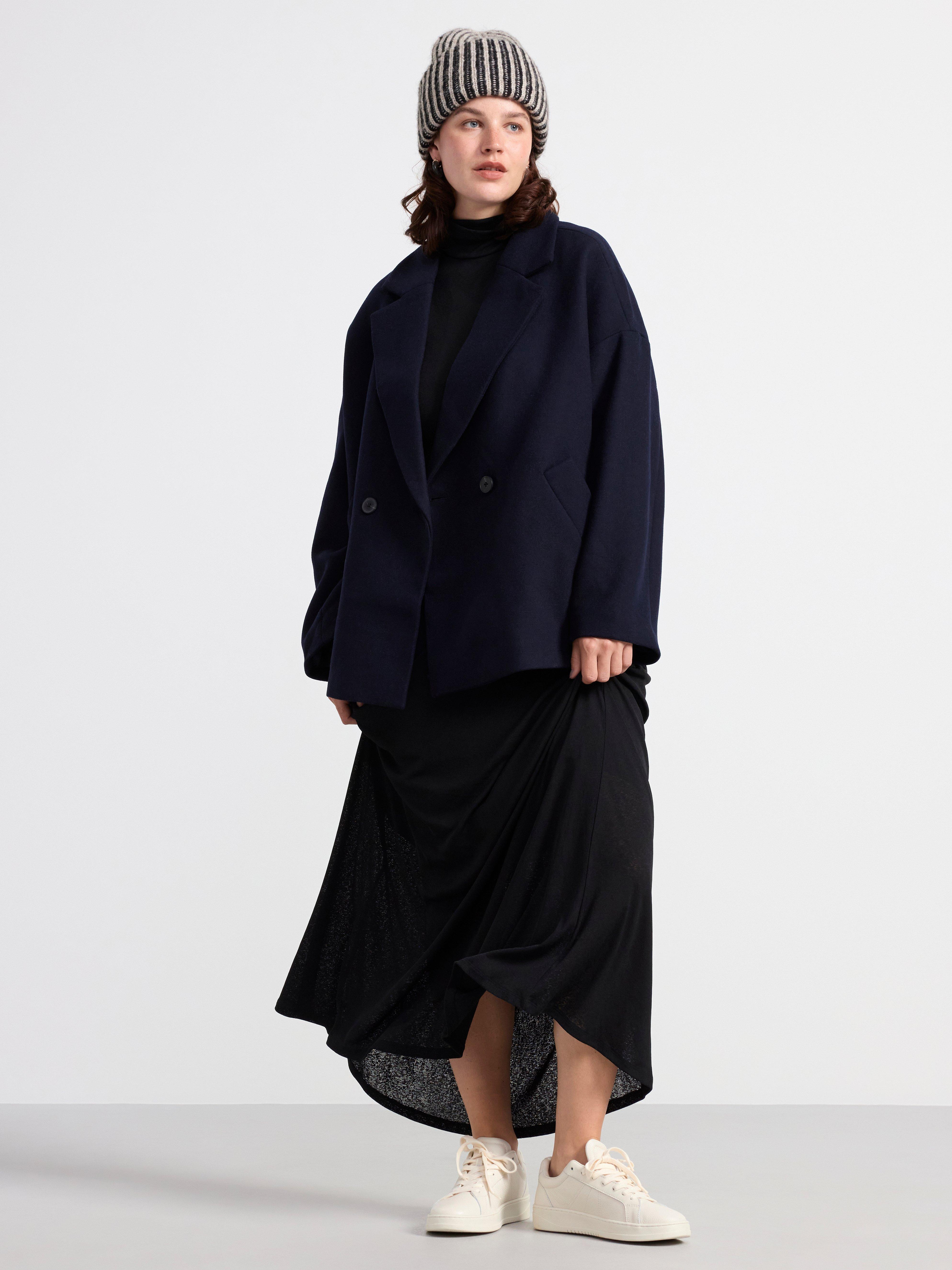 Jacket in wool blend with double button closure Dark Blue