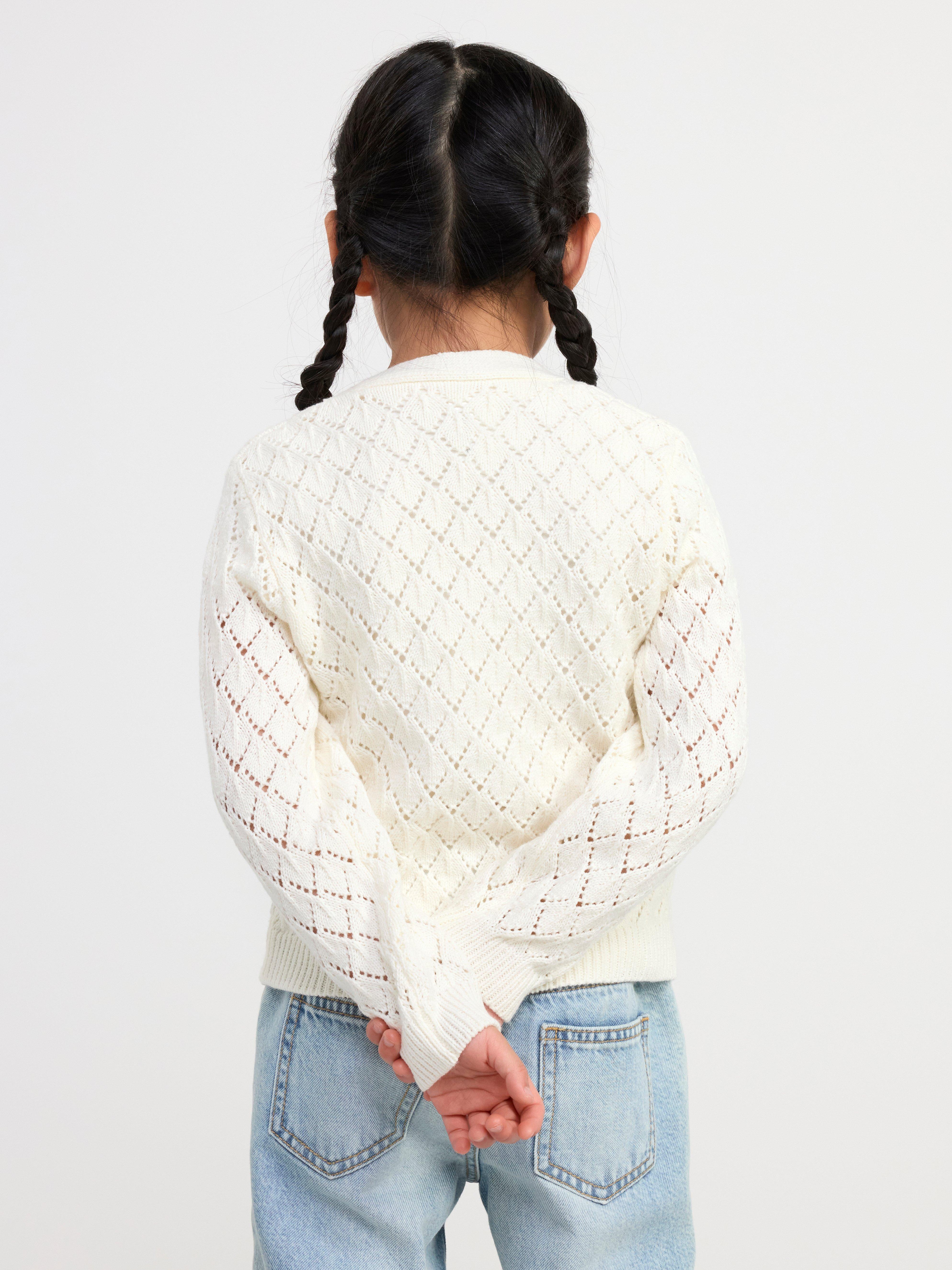 Pattern knitted cardigan Light Dusty White