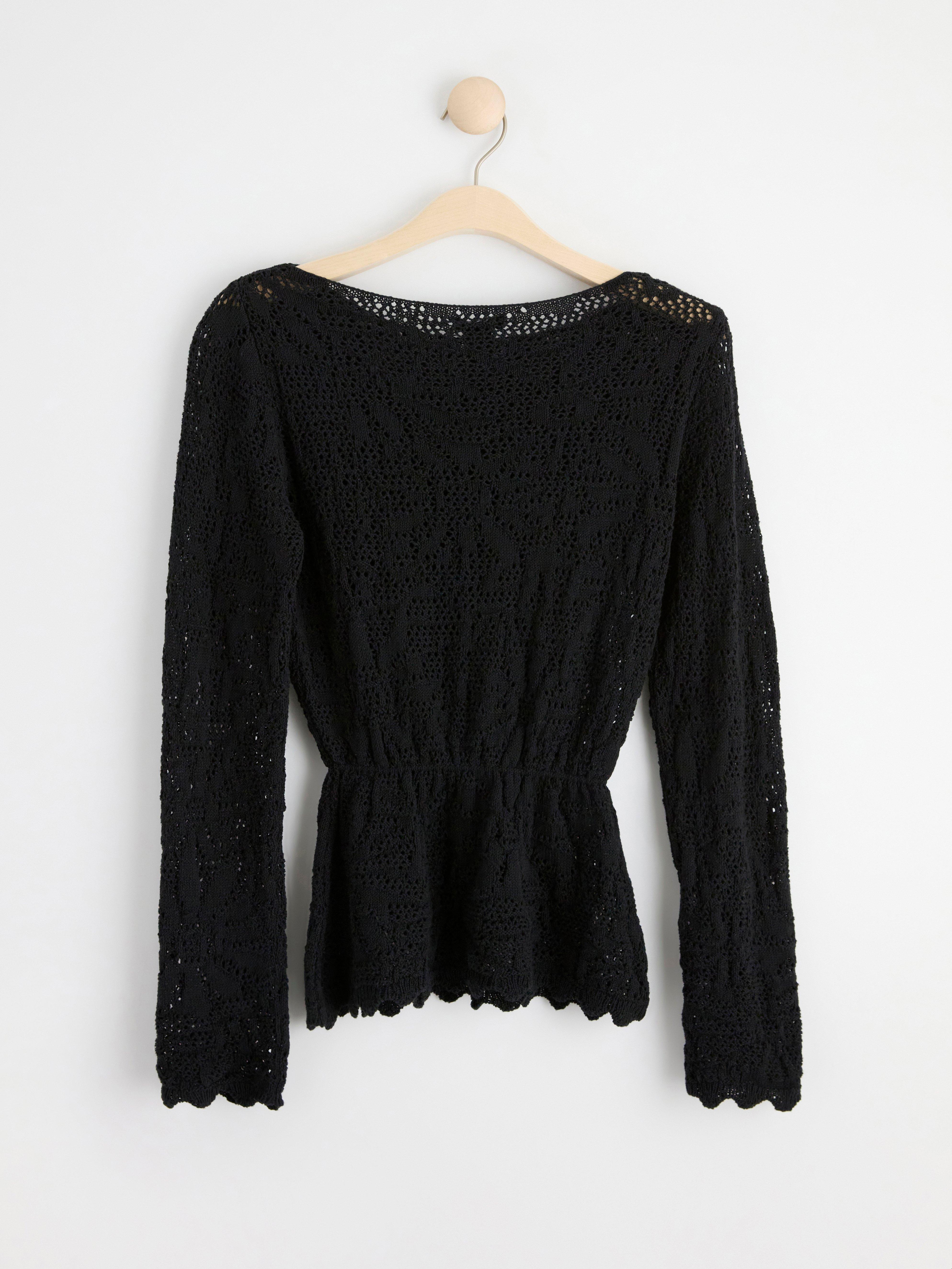 Long sleeve knitted top Black