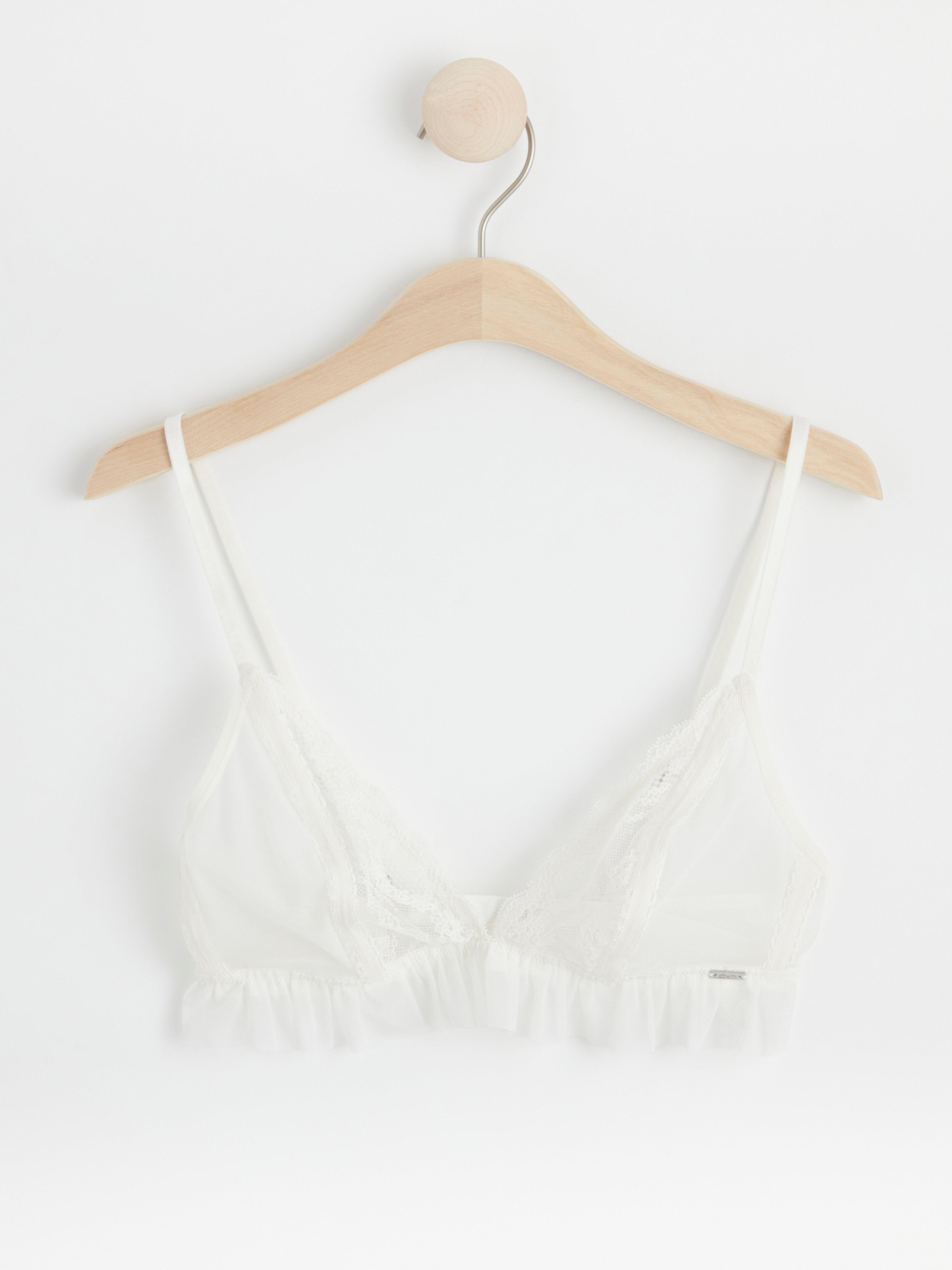 Unpadded bralette with lace Light White