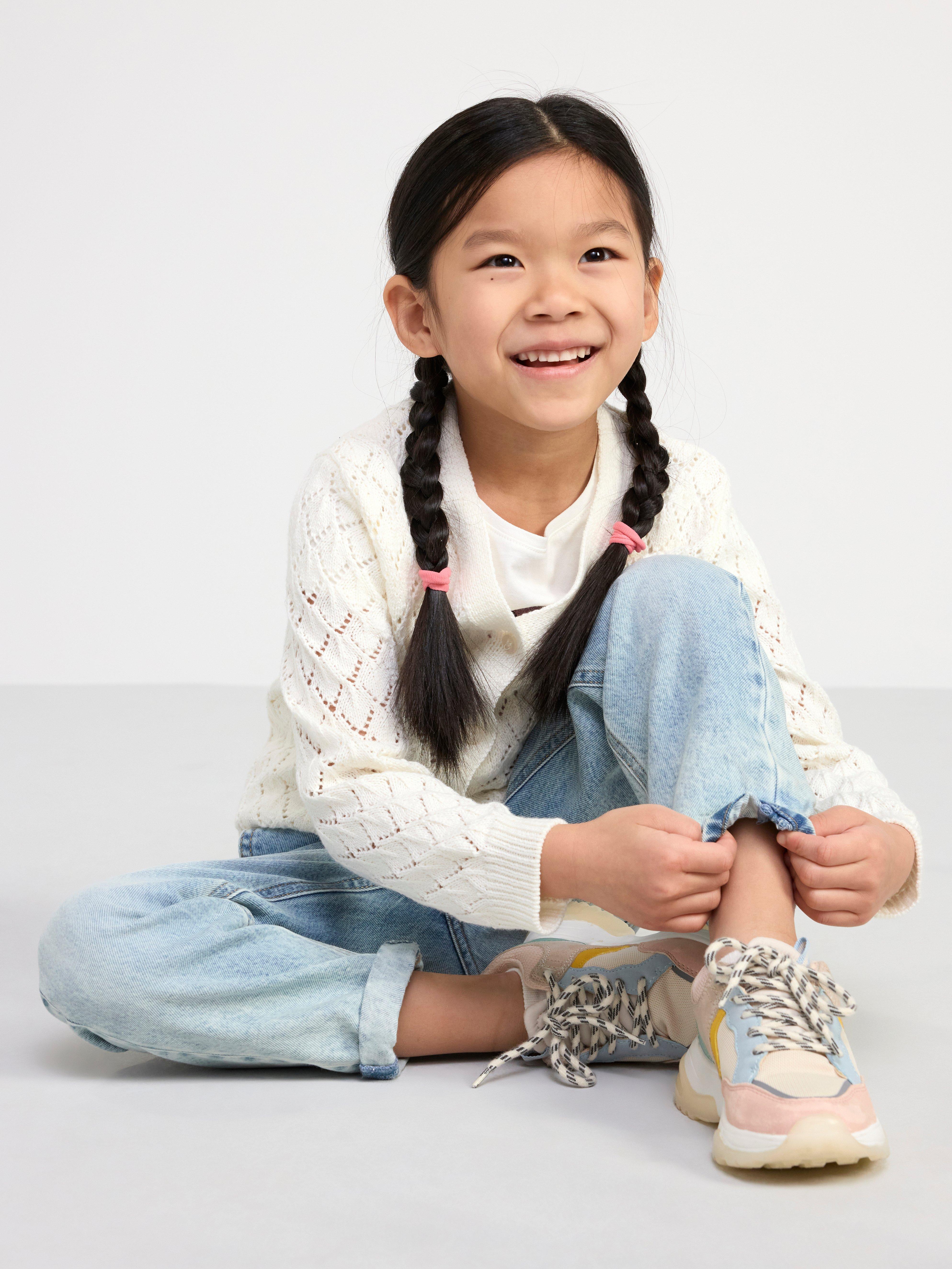 Pattern knitted cardigan Light Dusty White