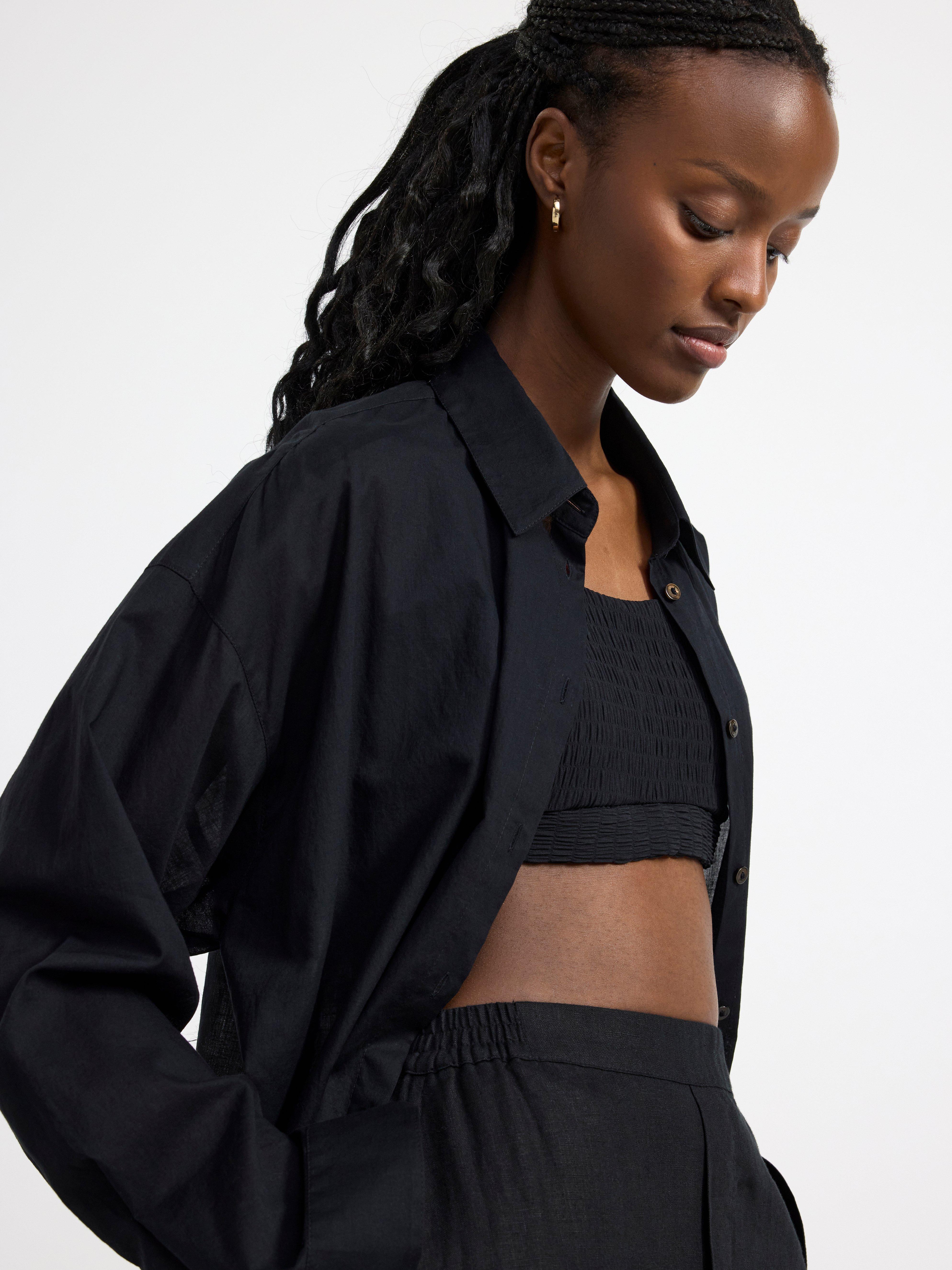 Long sleeve cotton shirt Black