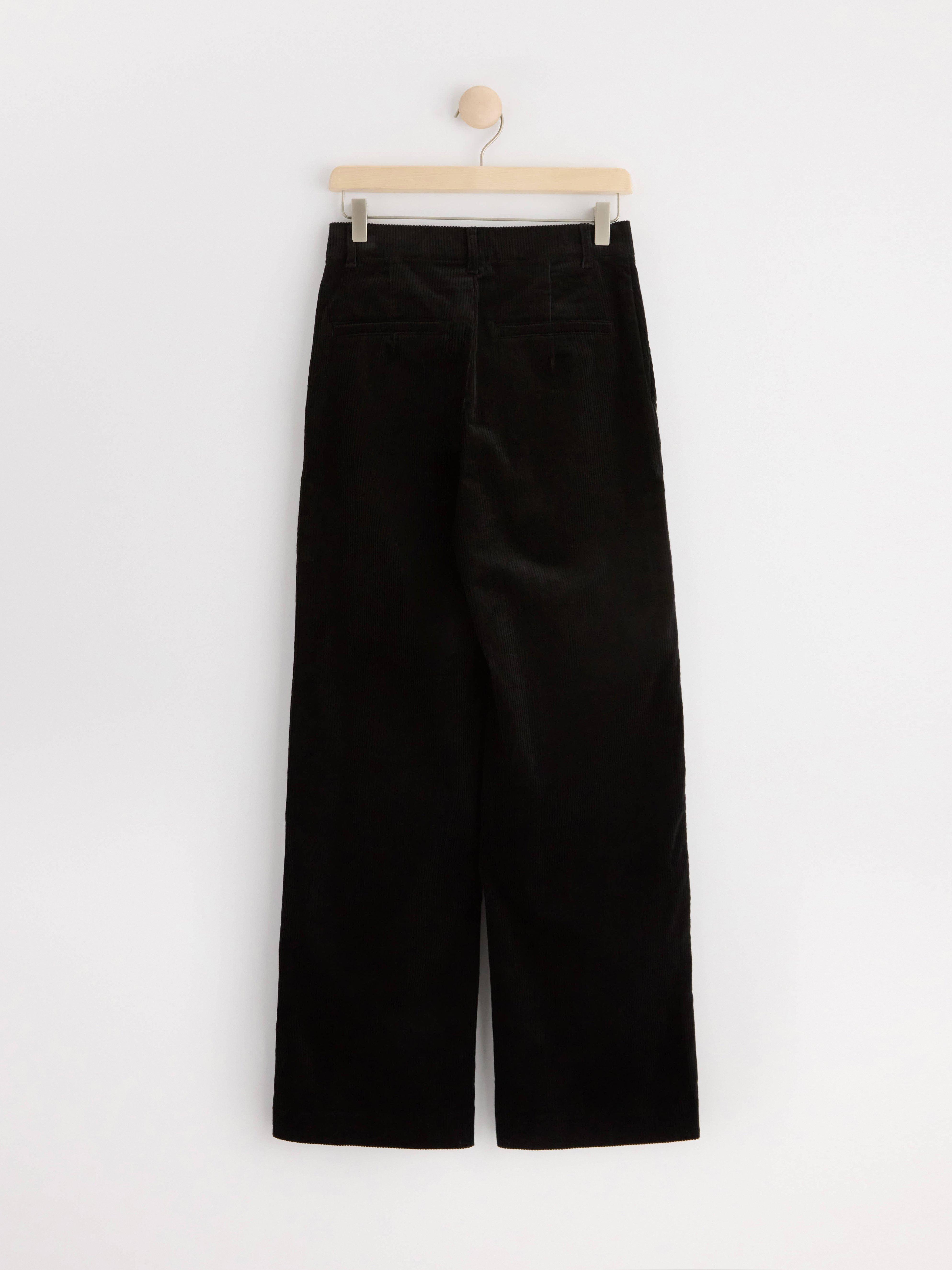 Trousers in corduroy with wide legs Black