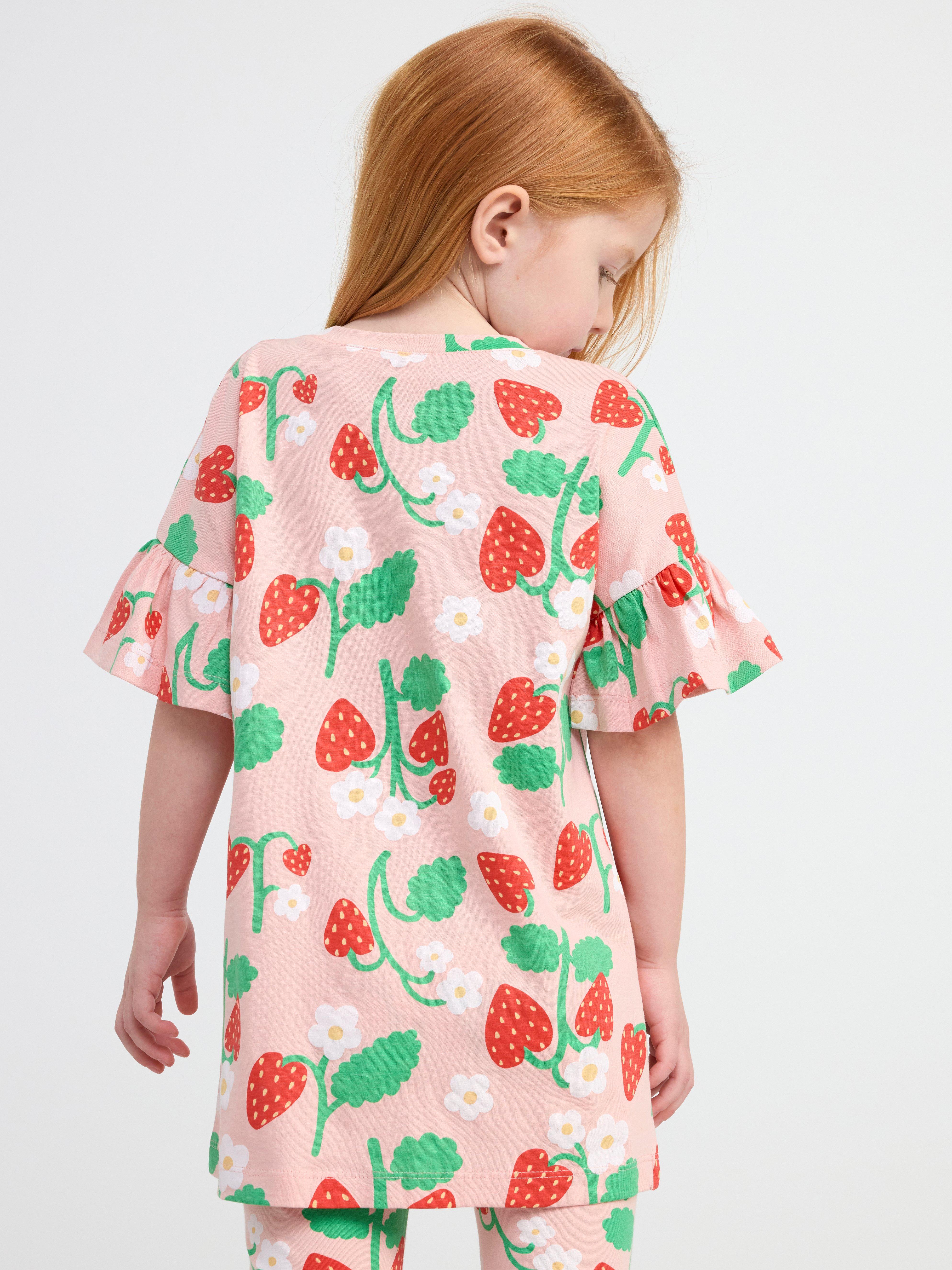 Short sleeve tunic with strawberries Light Pink