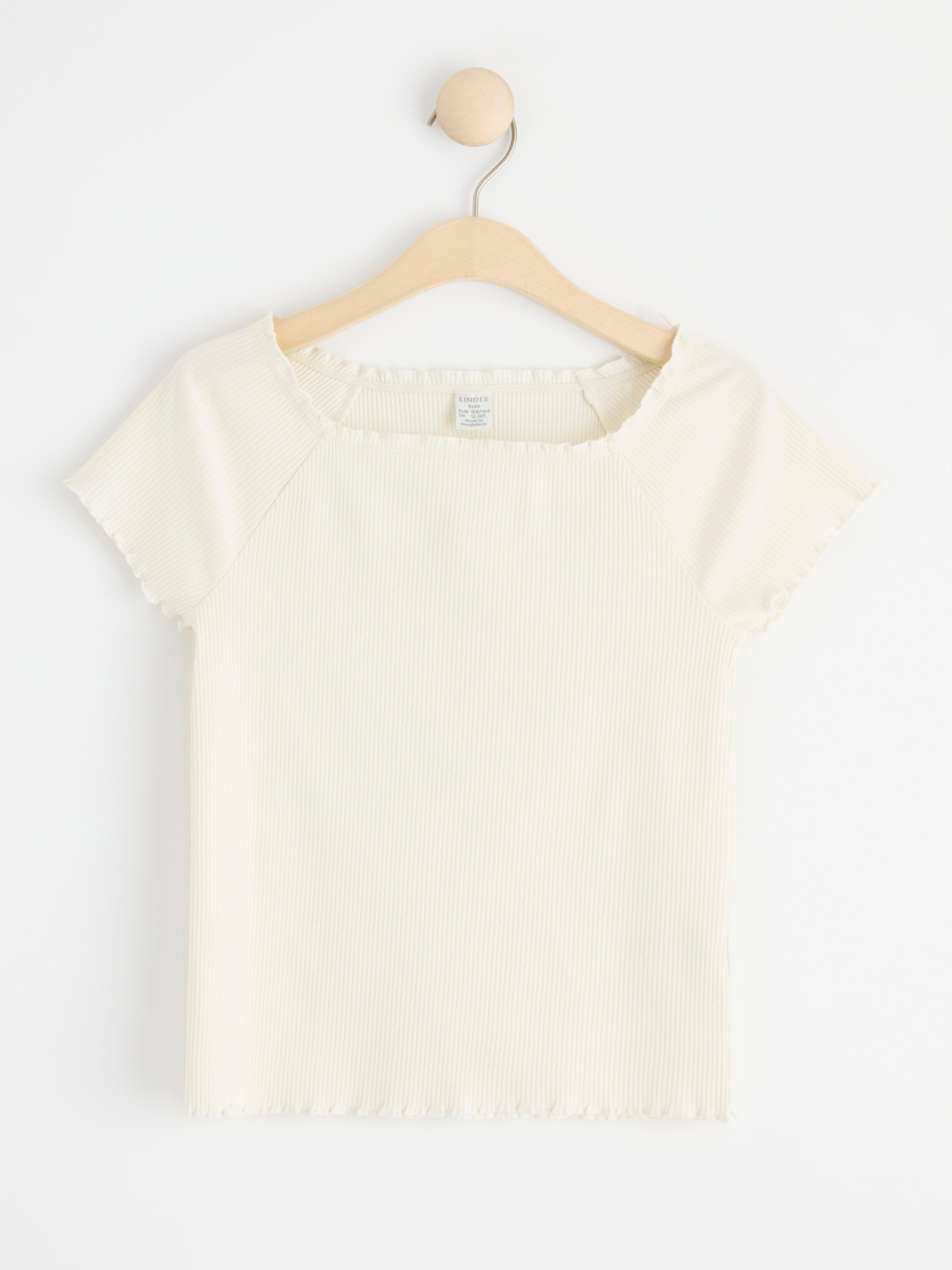 Ribbed short sleeve top Off White