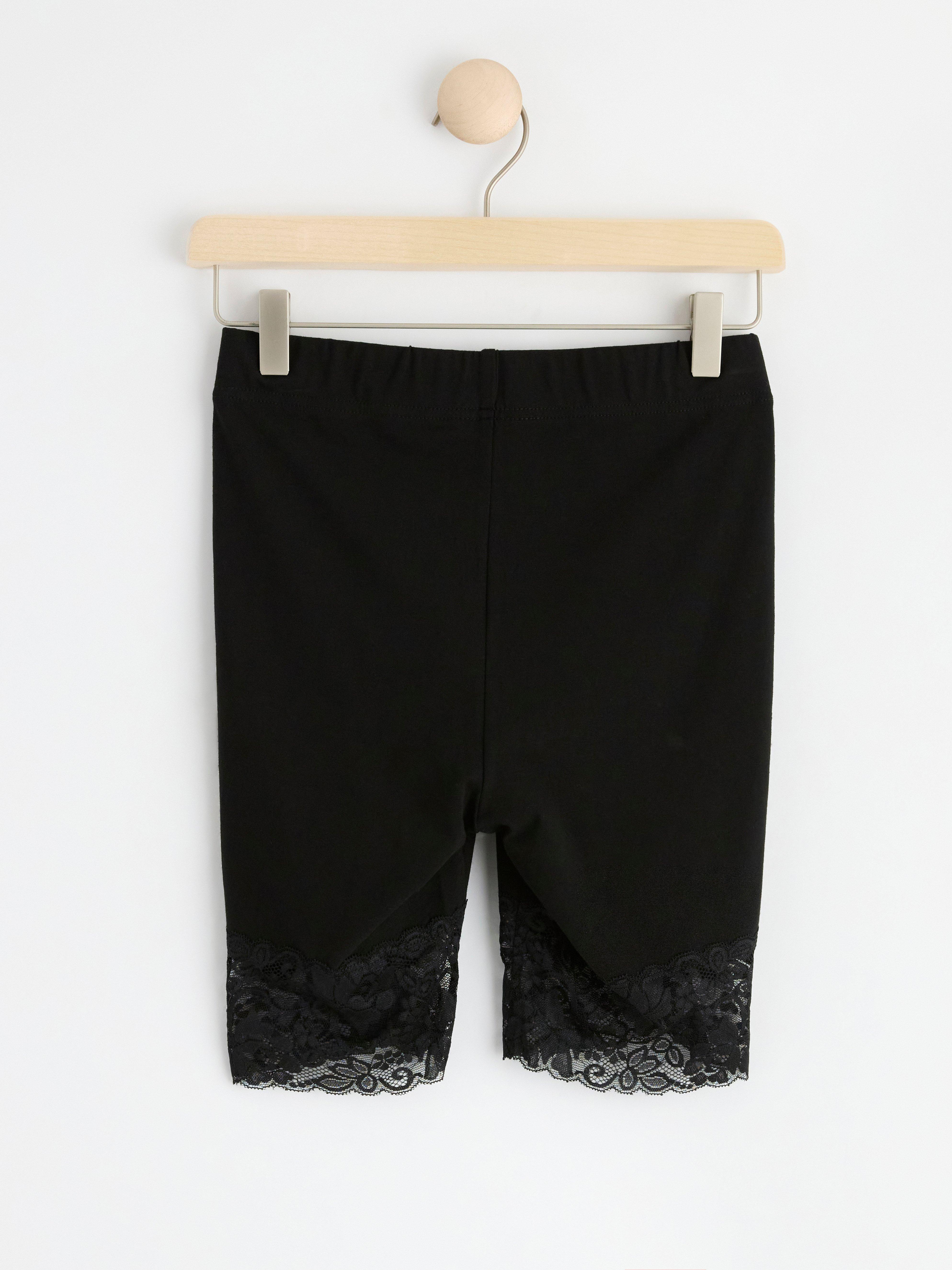 Cycling shorts with lace trim Black