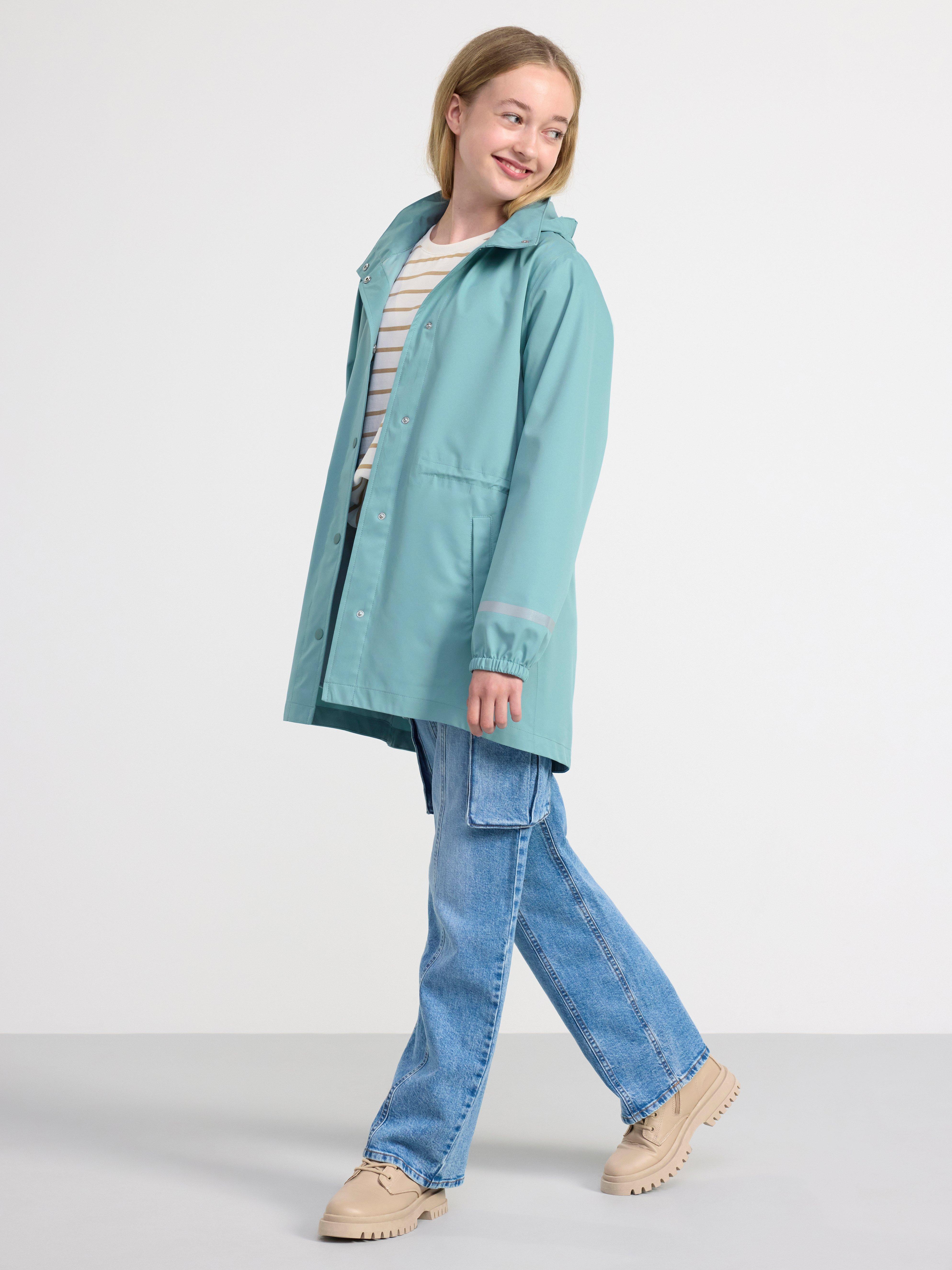 Water repellent long shell jacket Dusty Blue