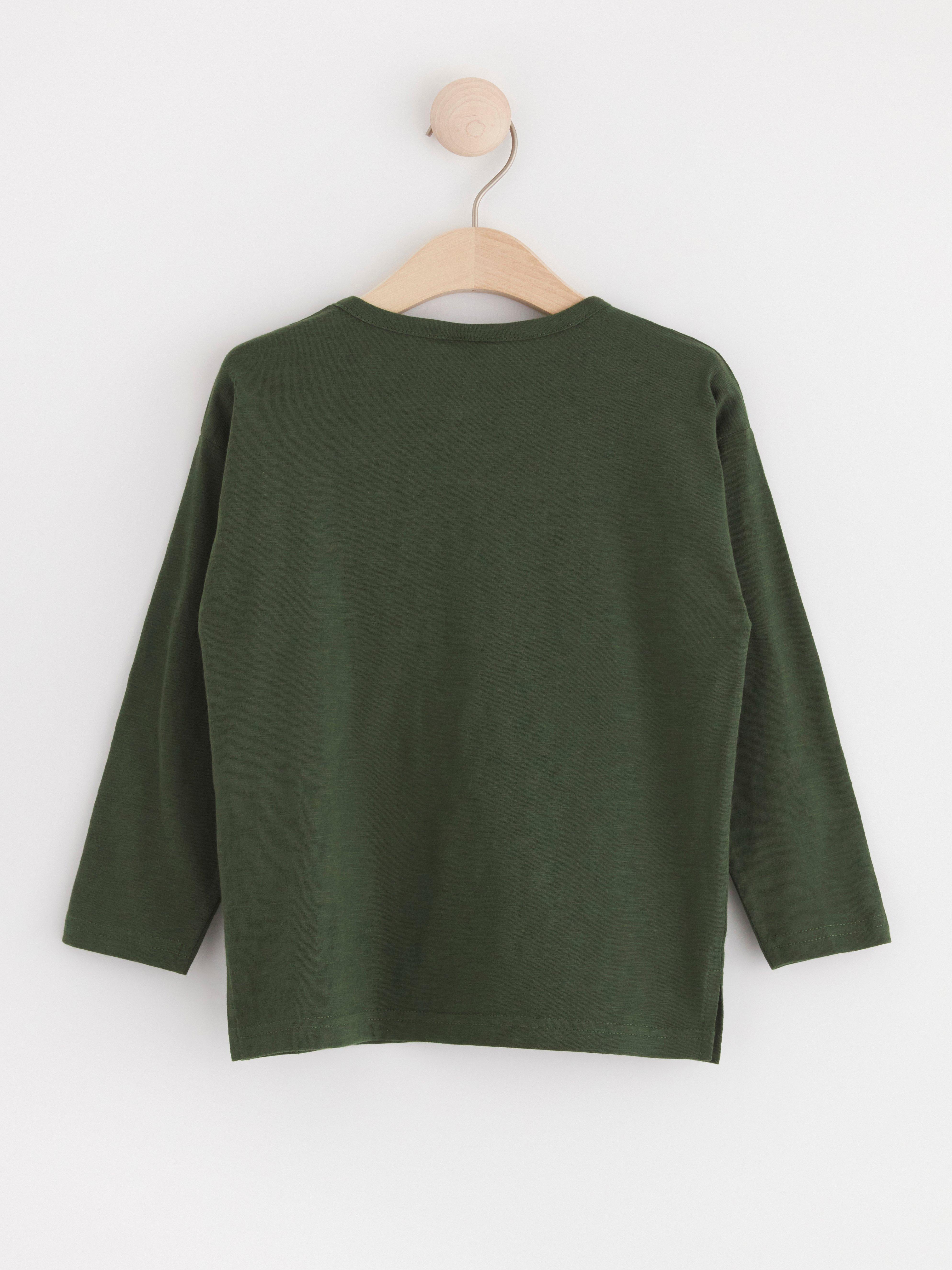 Long sleeve top with buttons Dark Khaki Green