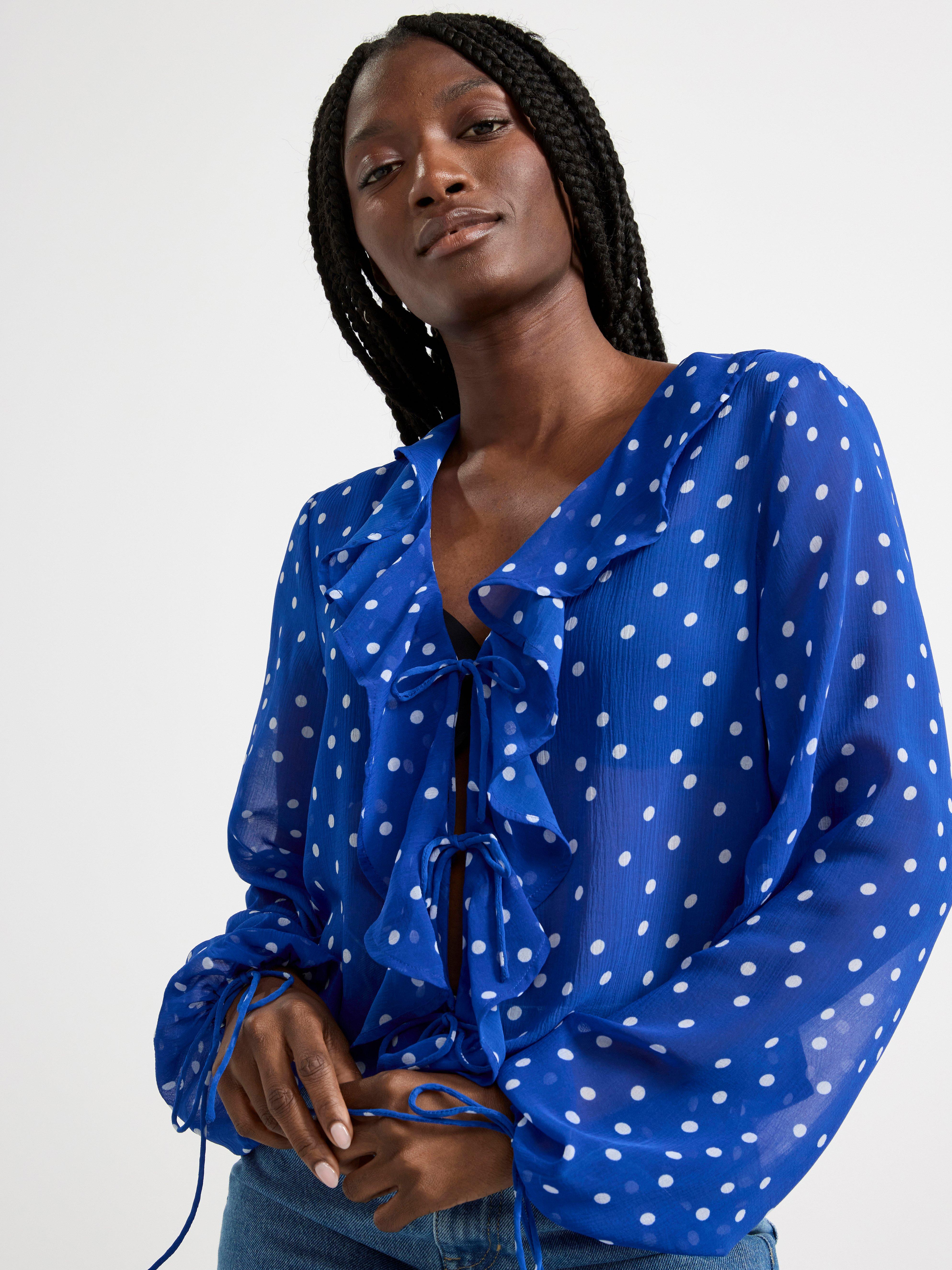 Blouse in chiffon Blue