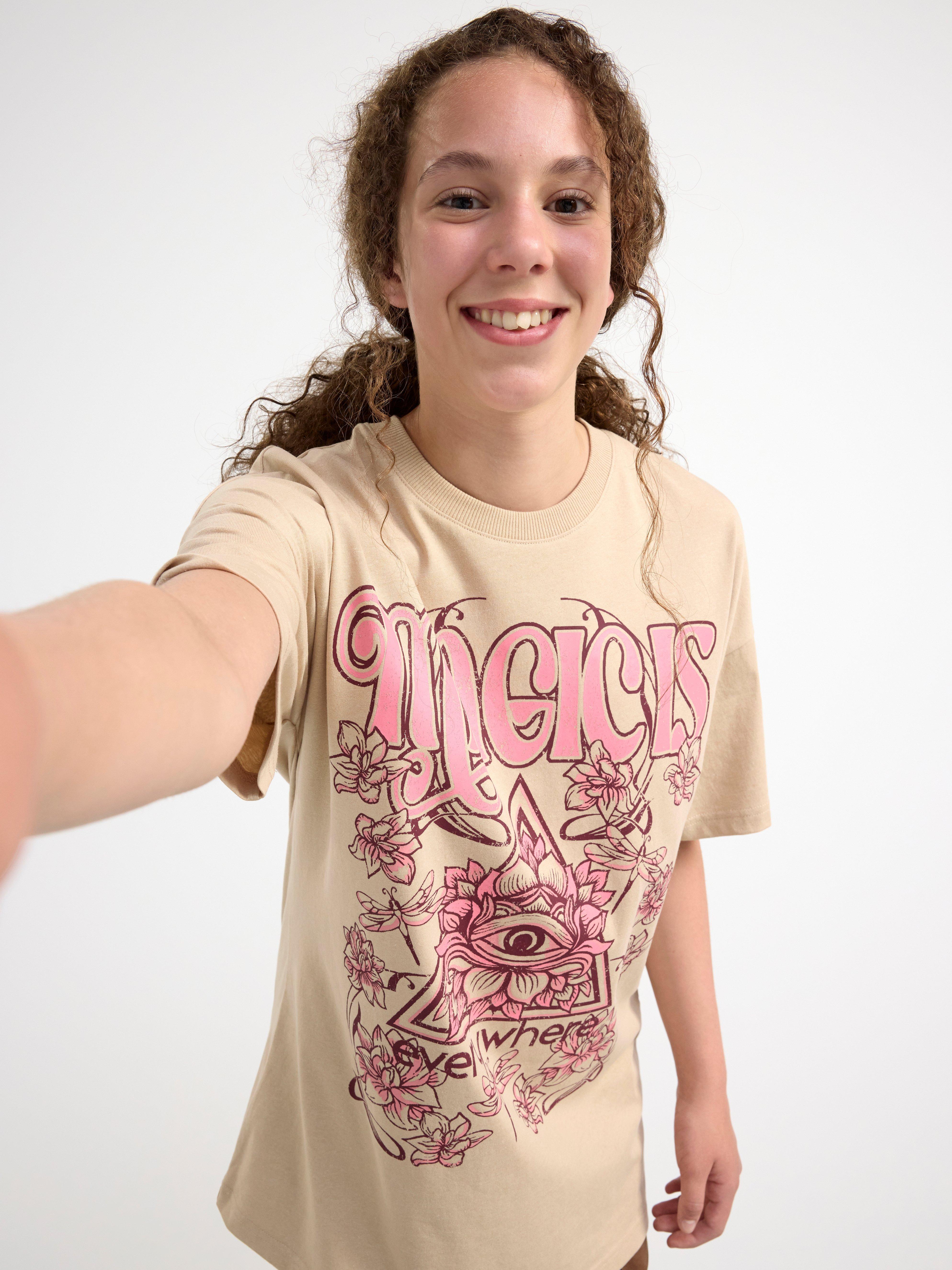 T-shirt with print Beige