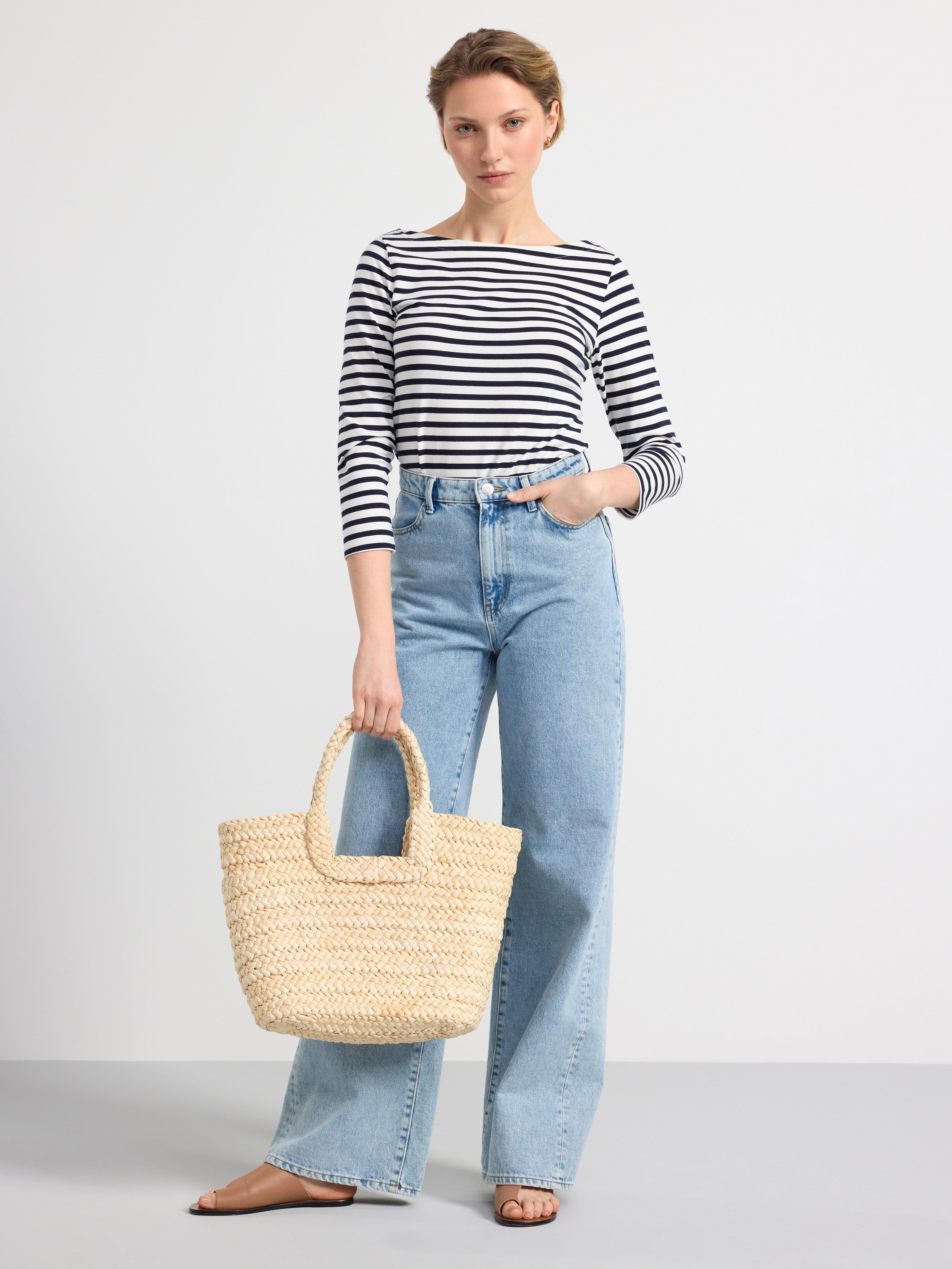 Striped cotton top Dark Blue