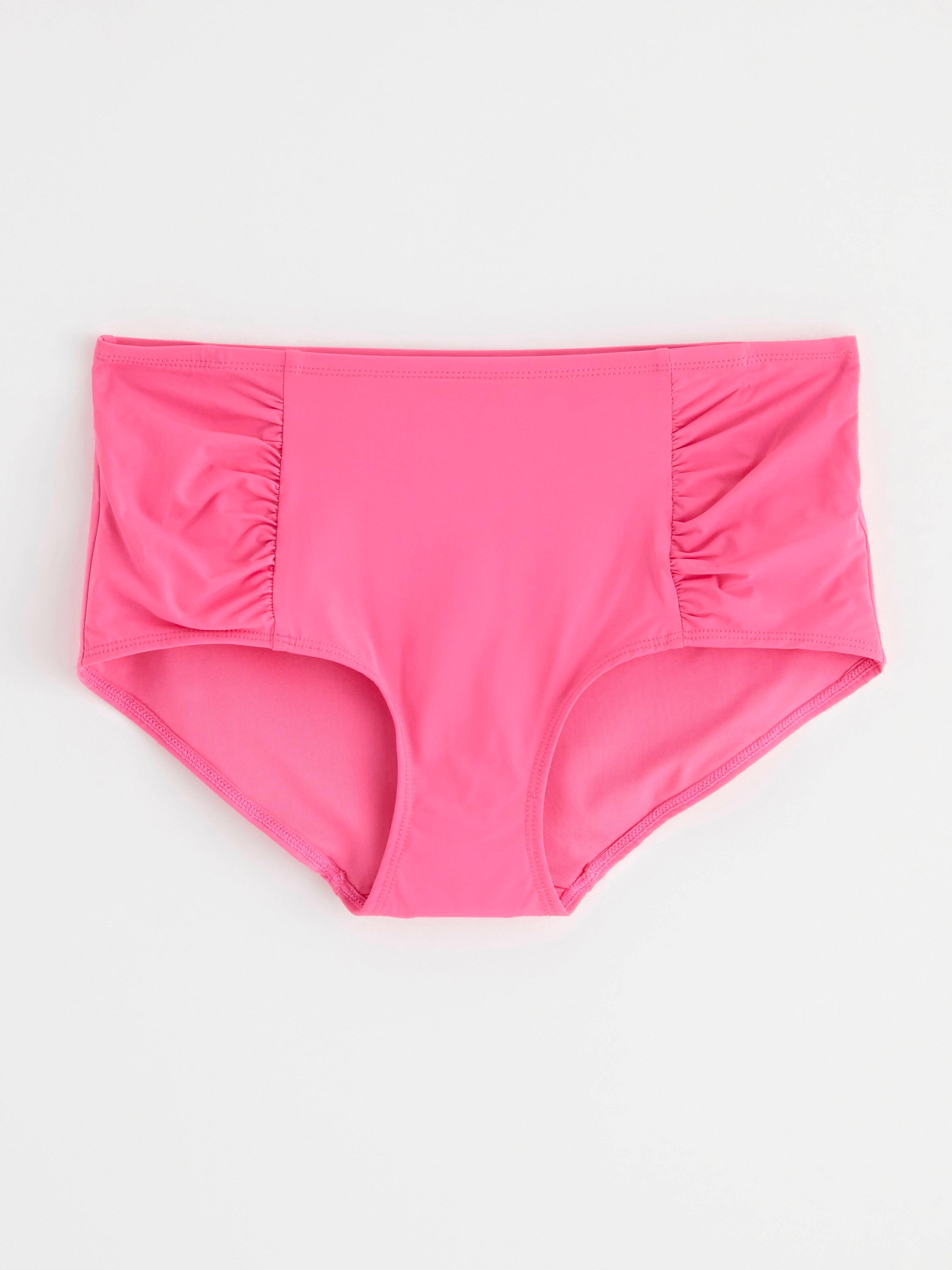 Midi waist hipster bikini bottoms Pink