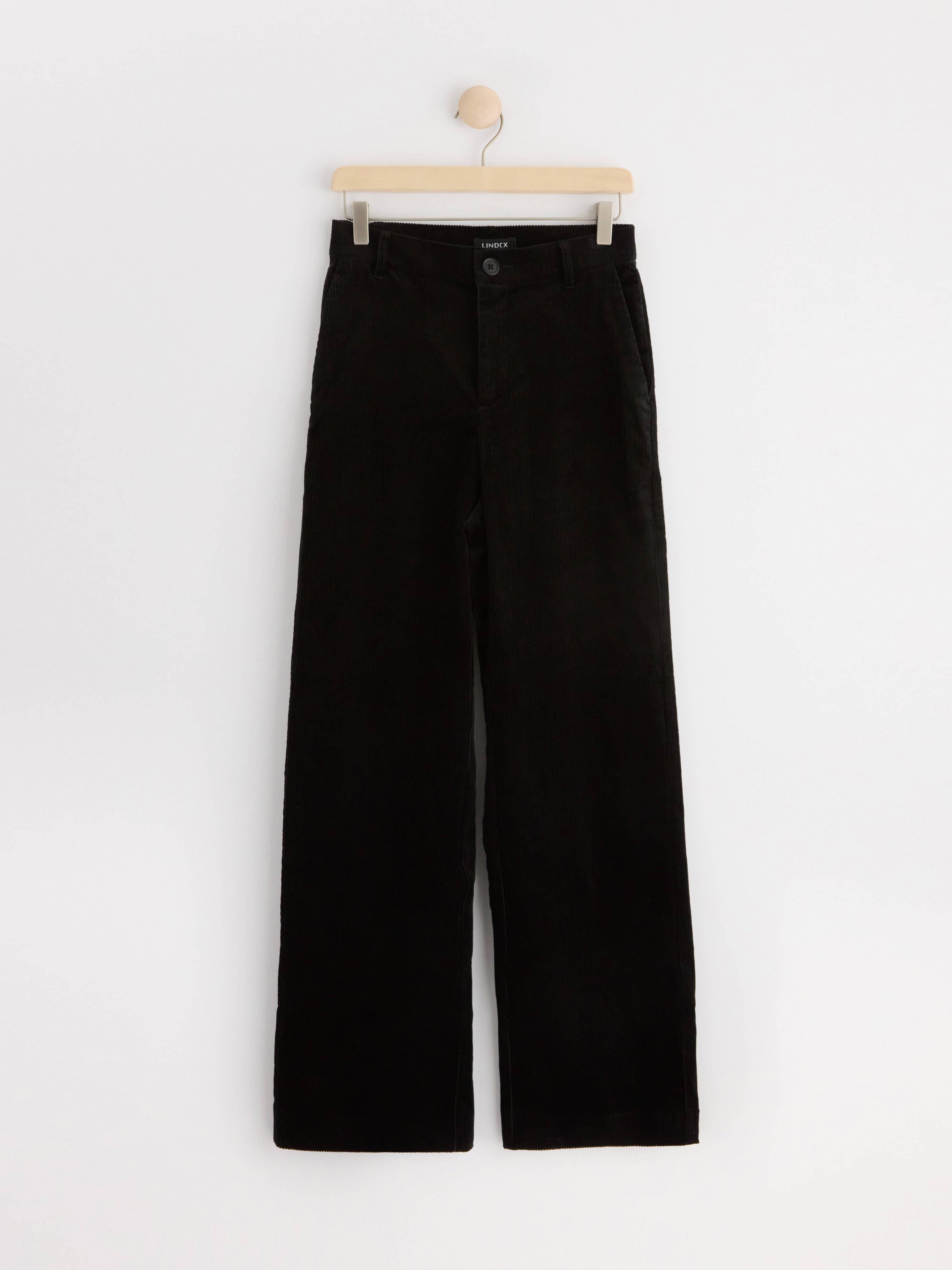 Trousers in corduroy with wide legs Black