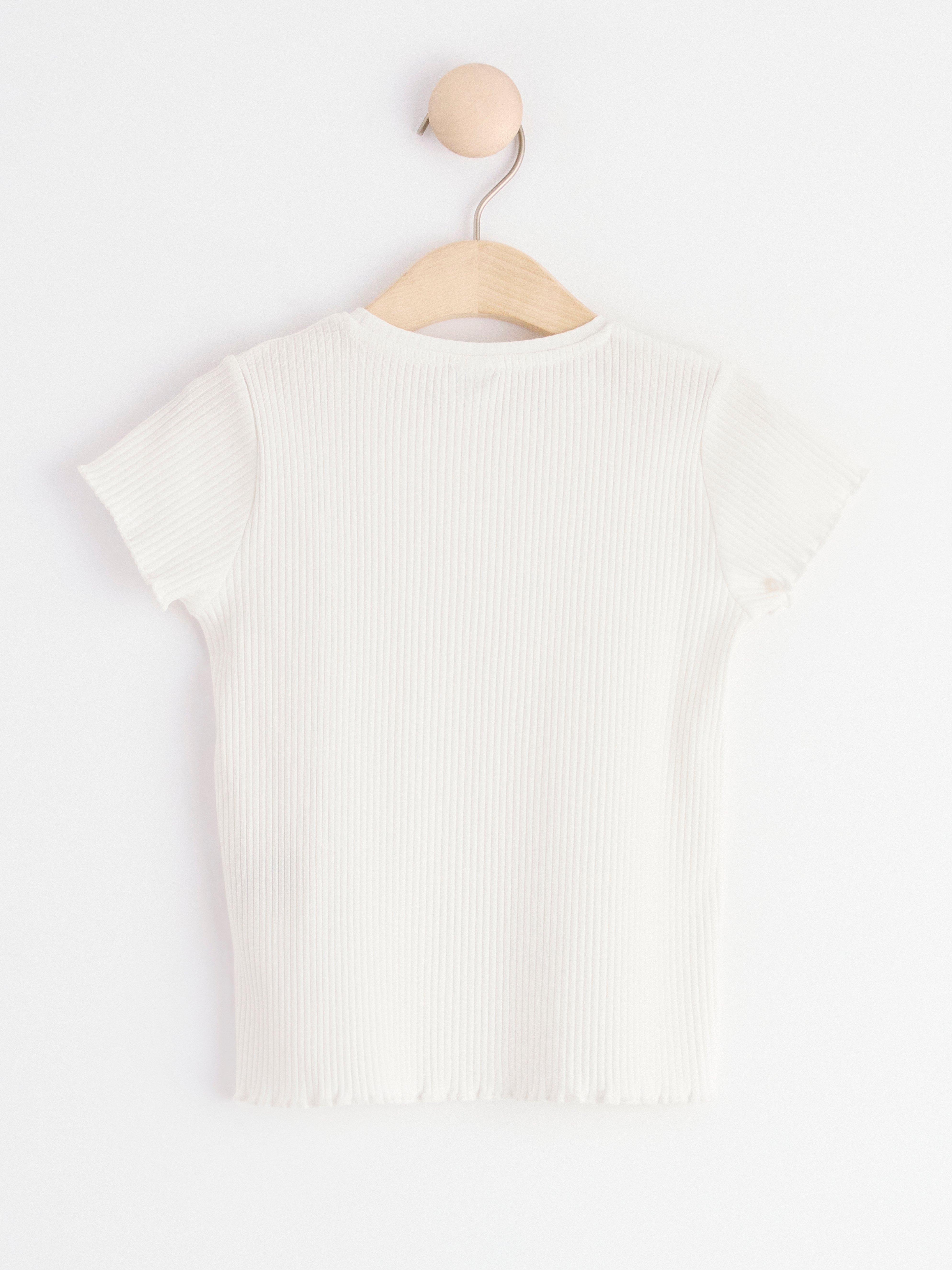 Ribbed short sleeve top Light Dusty White