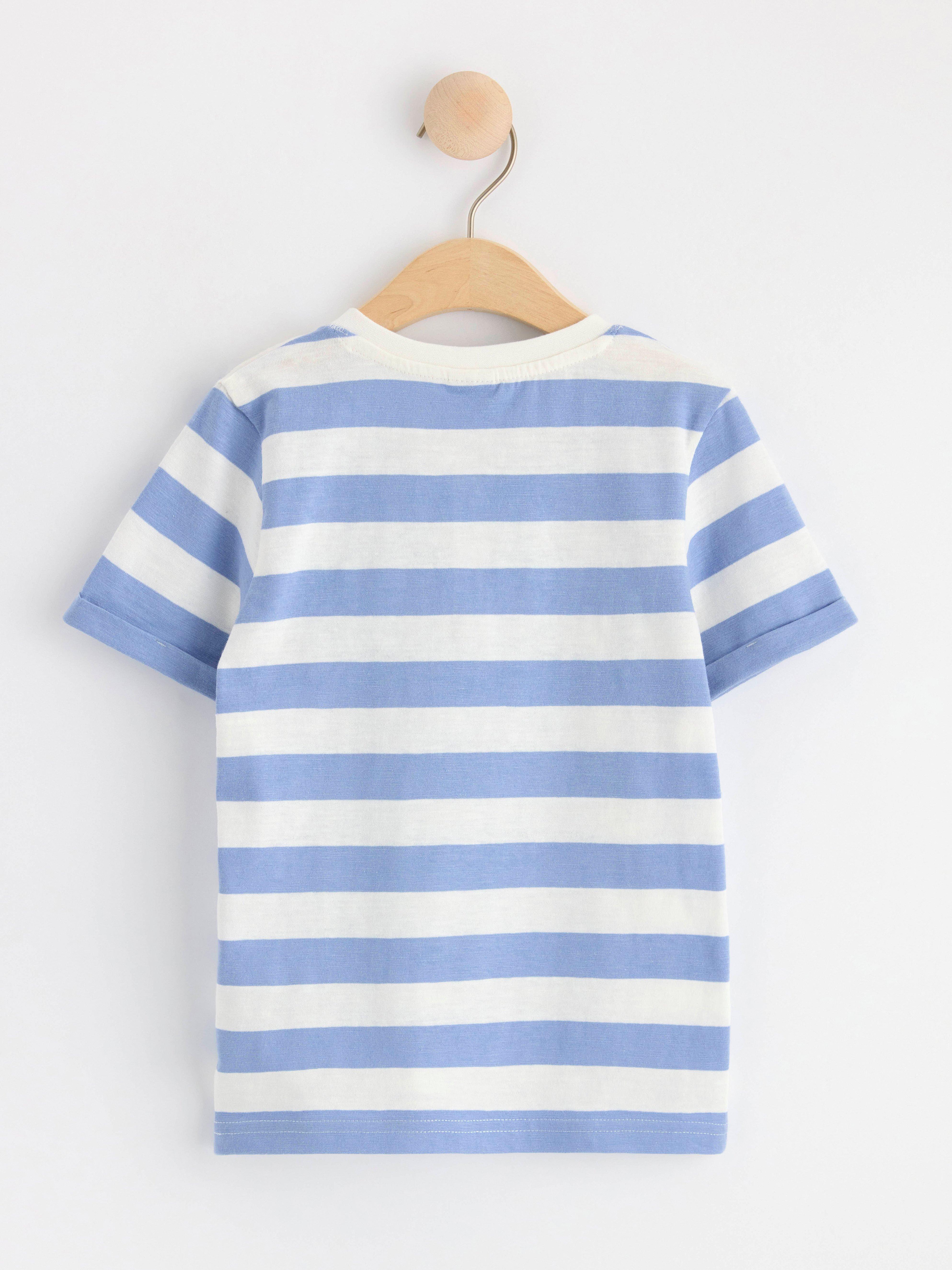 Short sleeve top with buttons Lt Dusty Blue