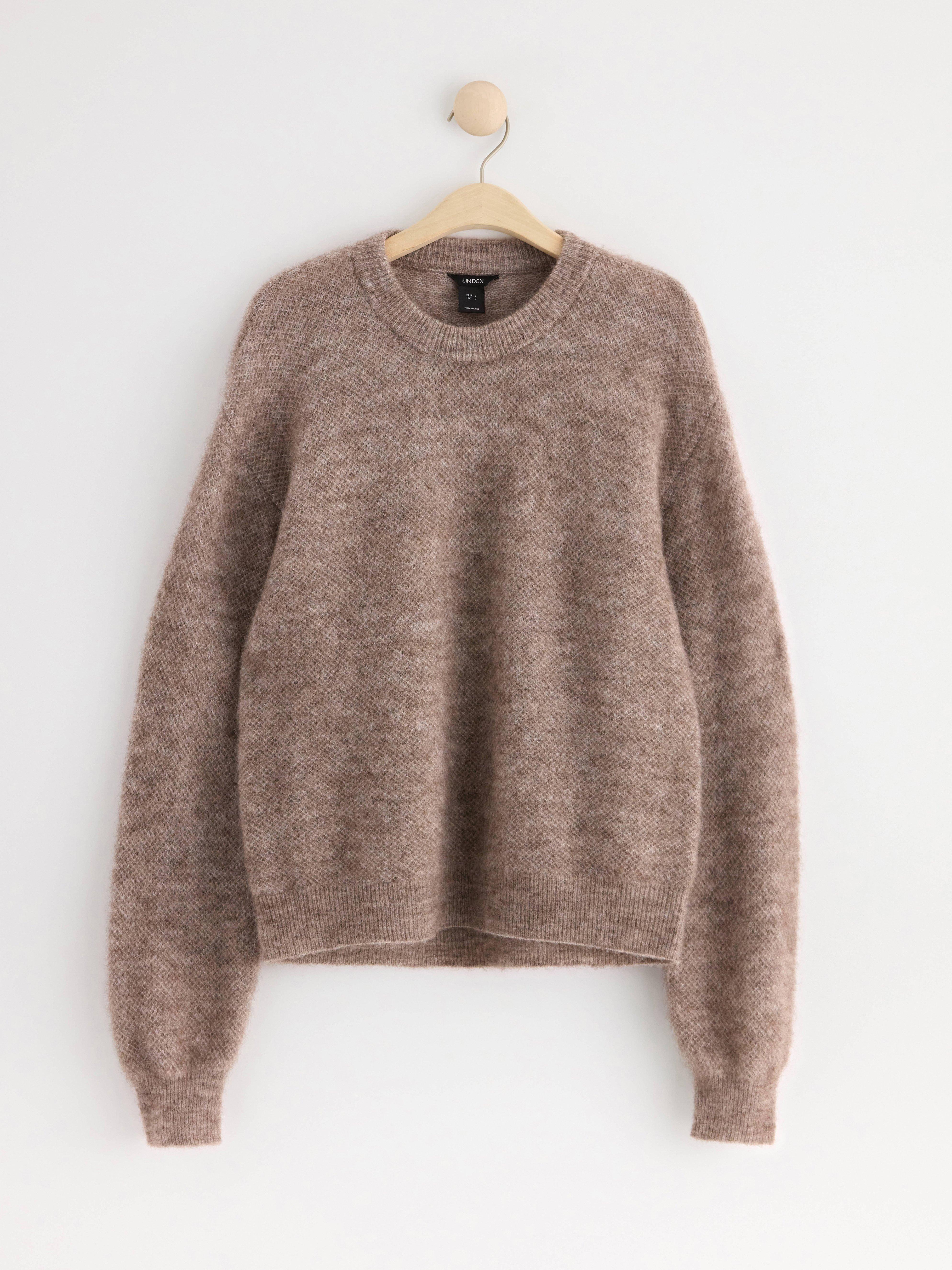 Jumper in wool blend Brown melange