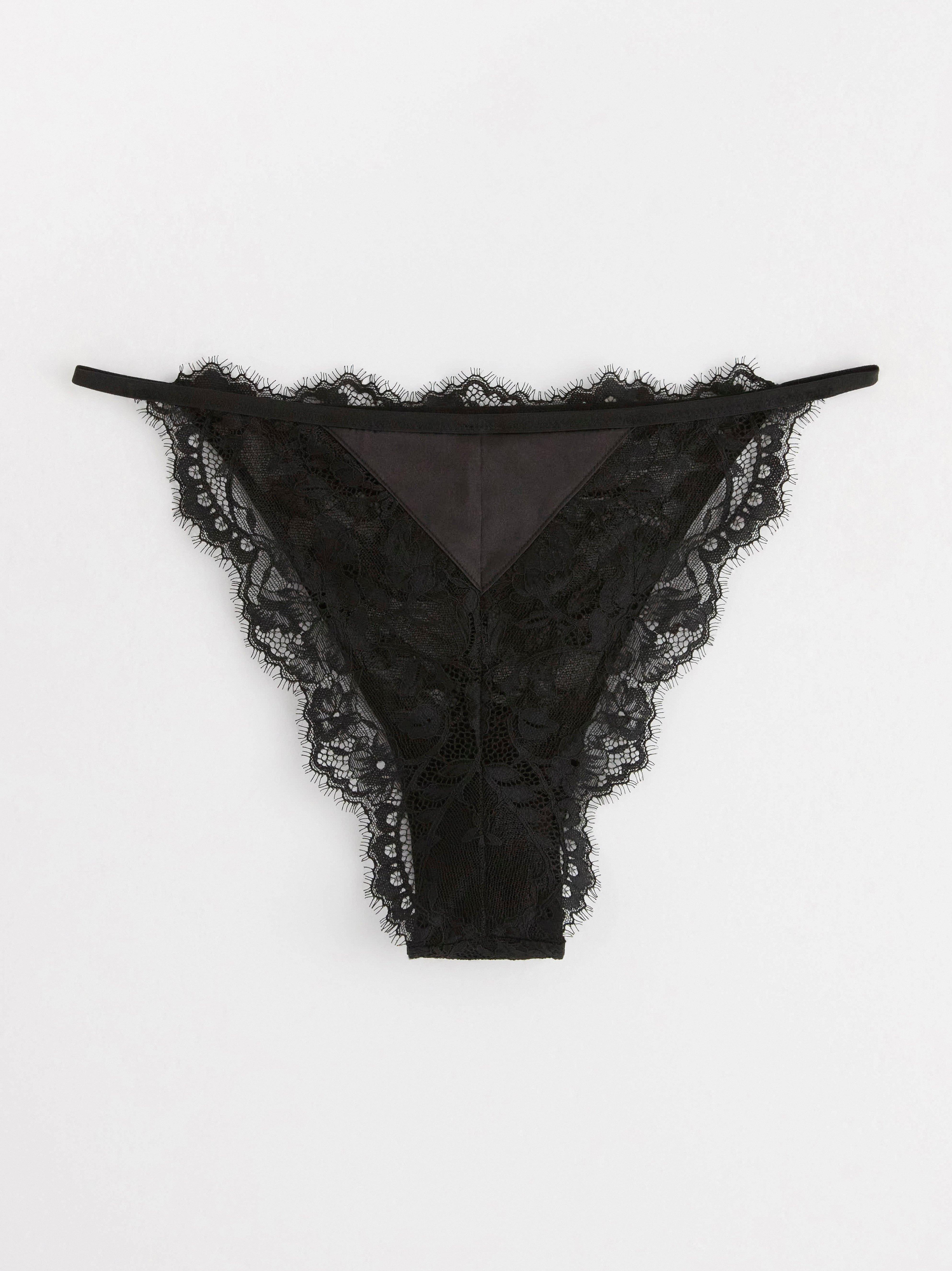 Bikini brief  with midi waist Black