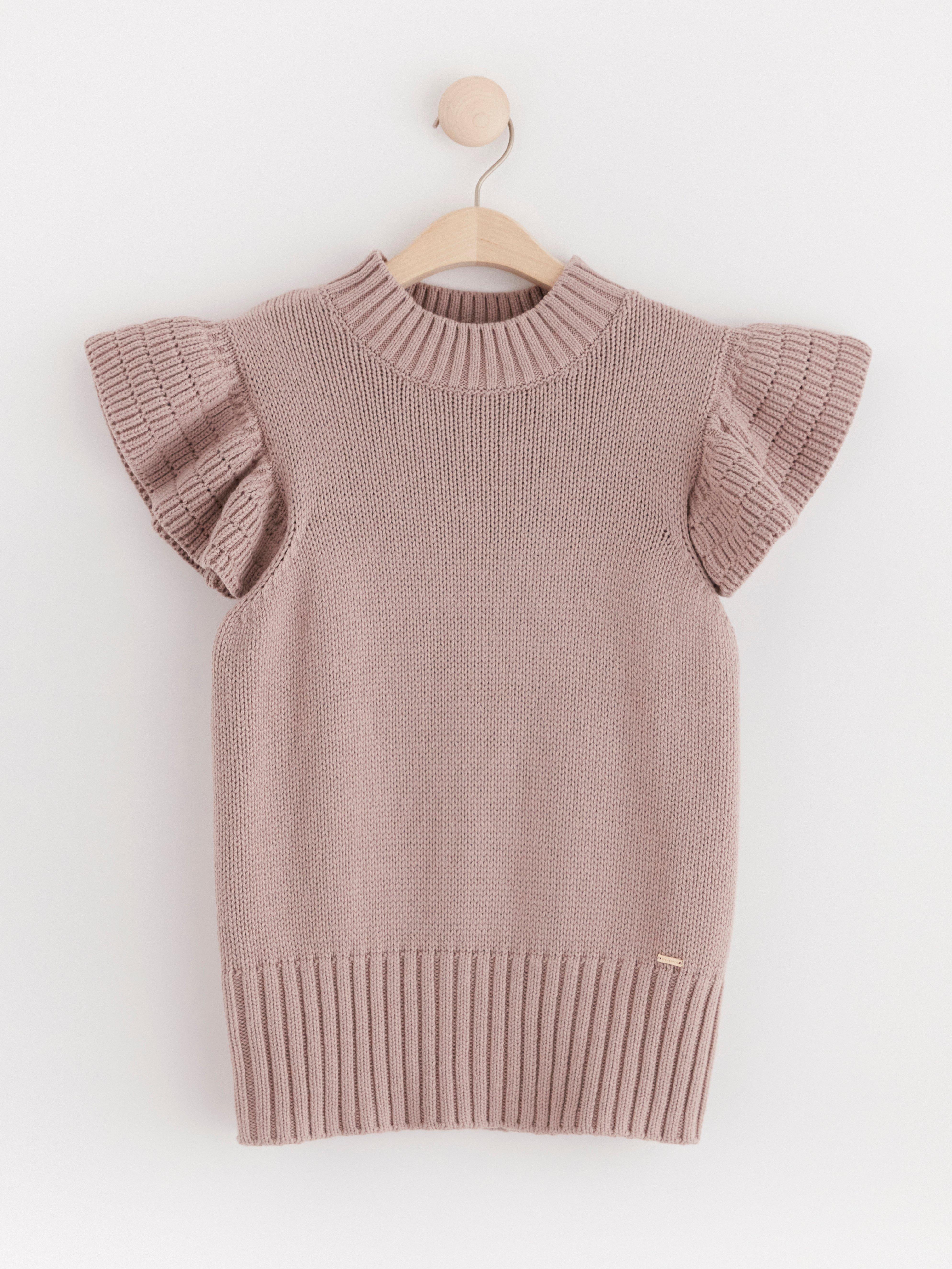 Knitted jumper with flounce sleeves Light Dusty Lilac