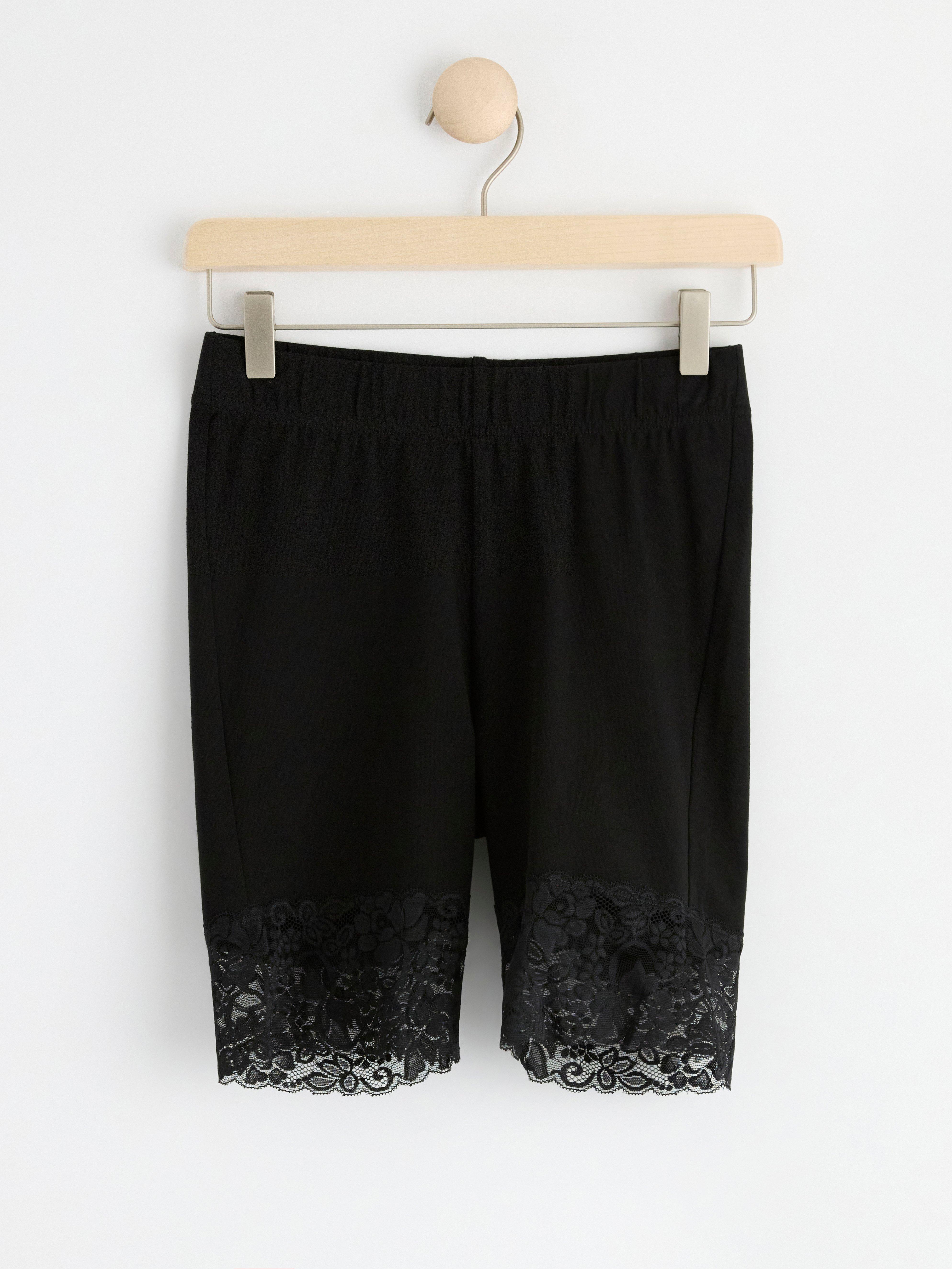 Cycling shorts with lace trim Black