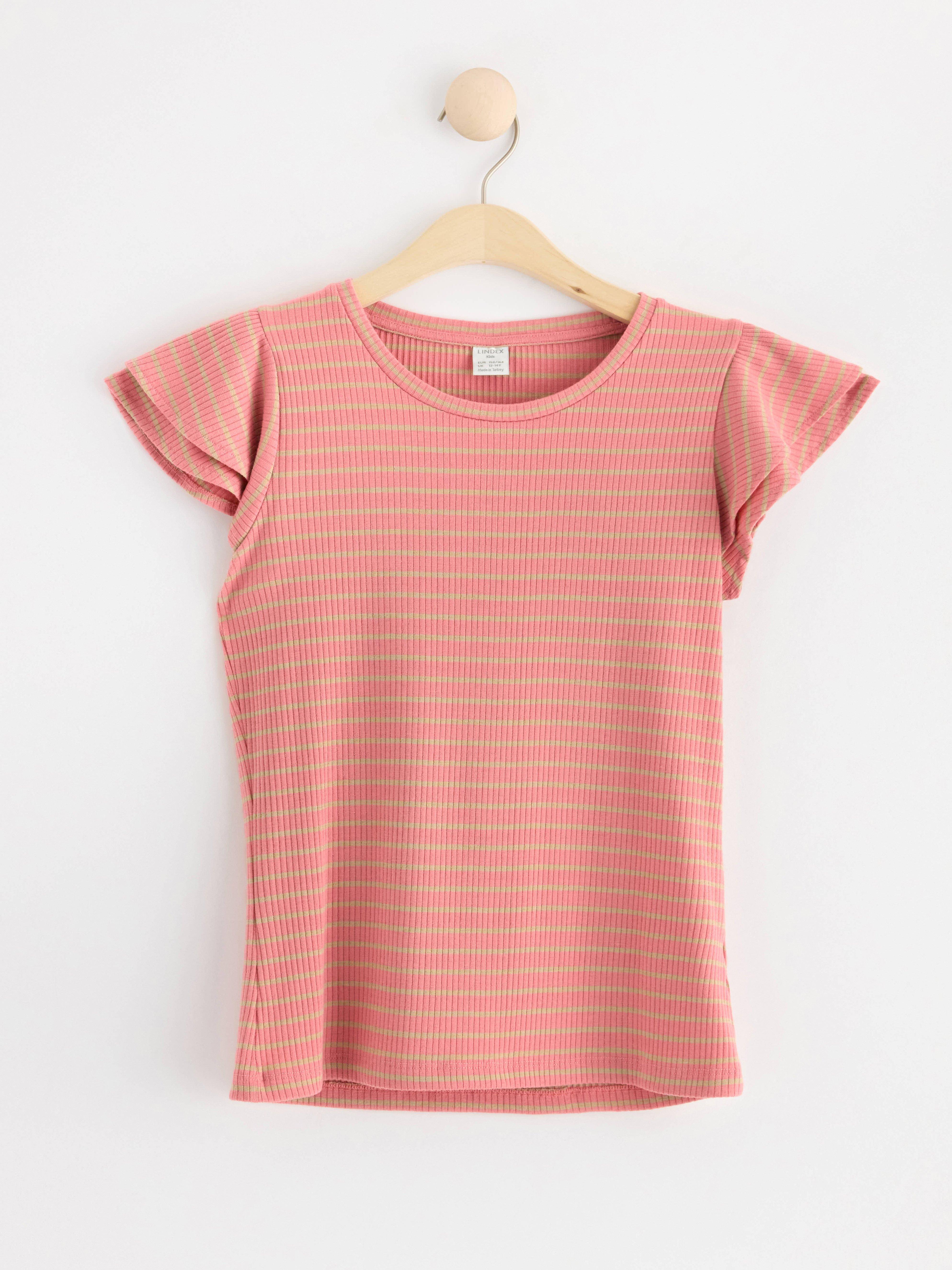 Short sleeve top with flounce Dusty Pink