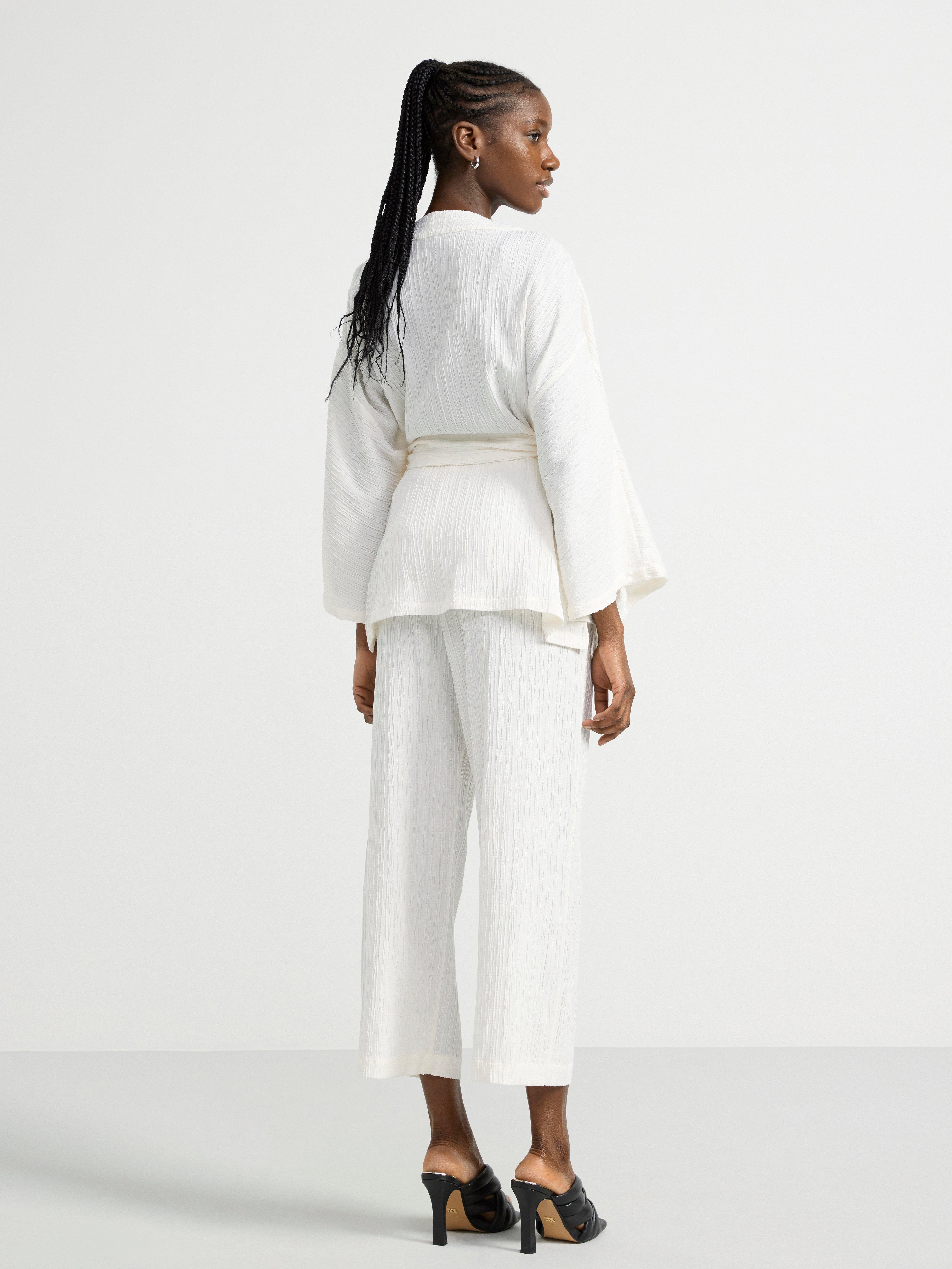Pleated kimono Light White